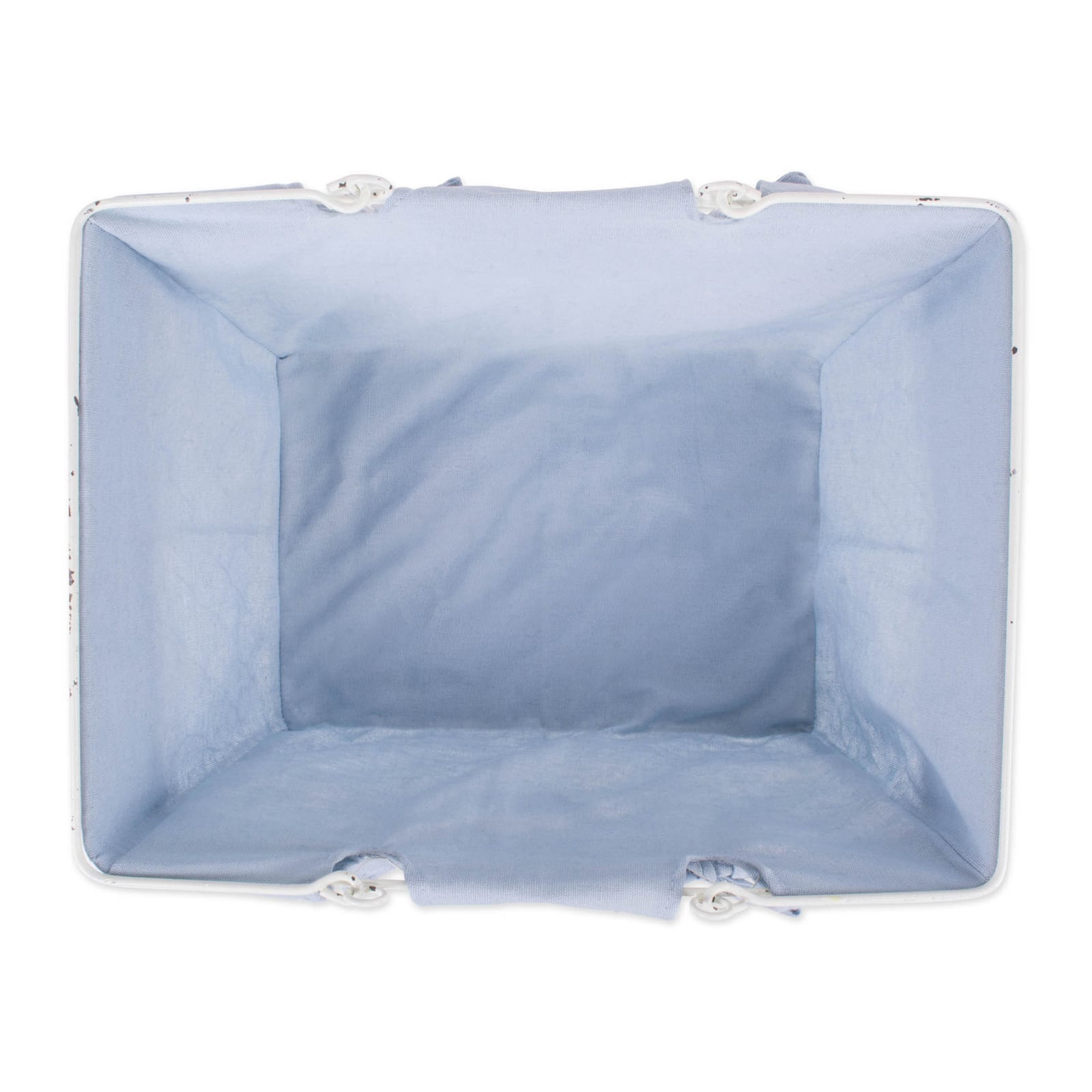 DII® Antique White Chicken Wire Egg Basket with Washed Denim Liner
