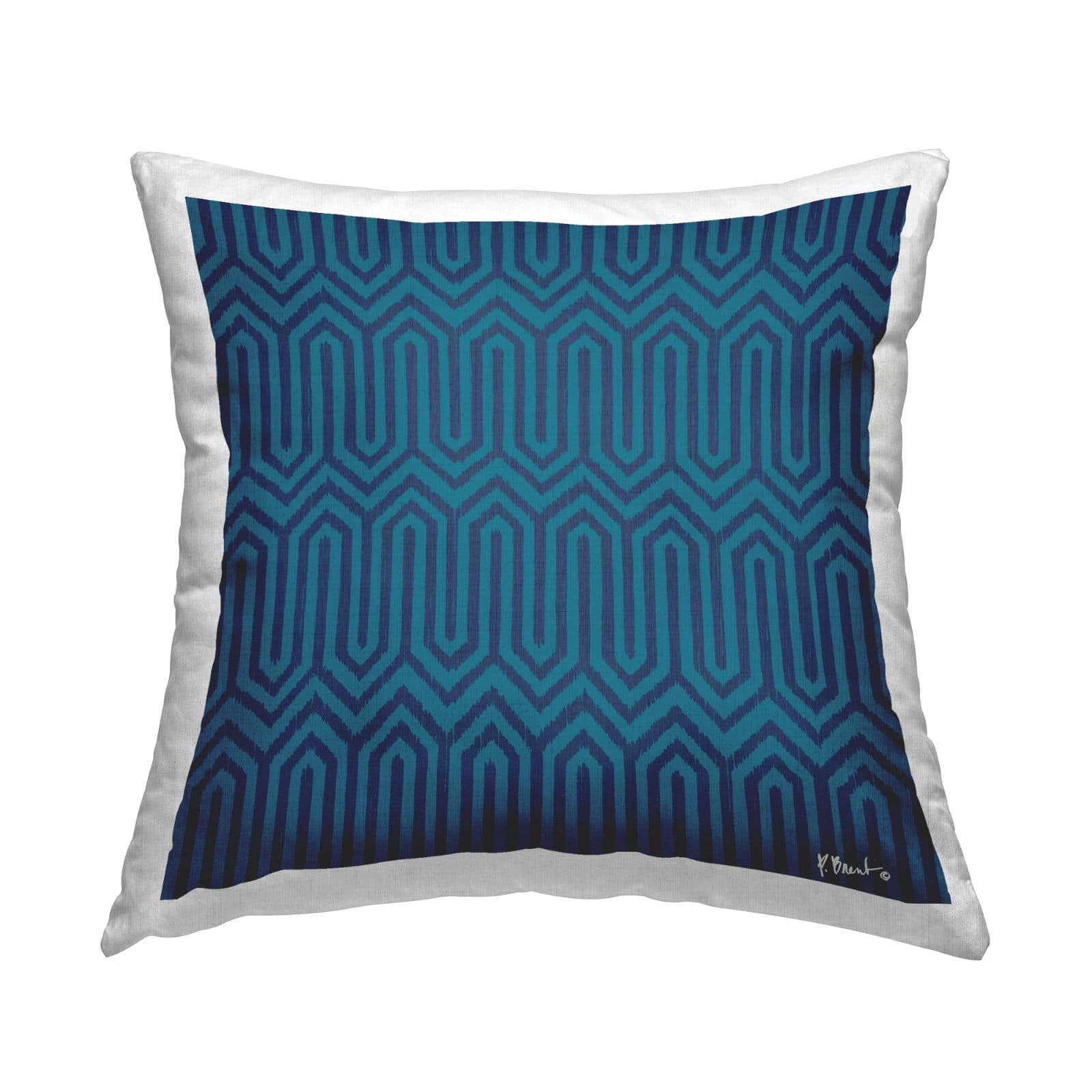 Stupell Industries Intertwining Zigzag Blue Geometric Pattern Throw Pillow, 18" x 18"