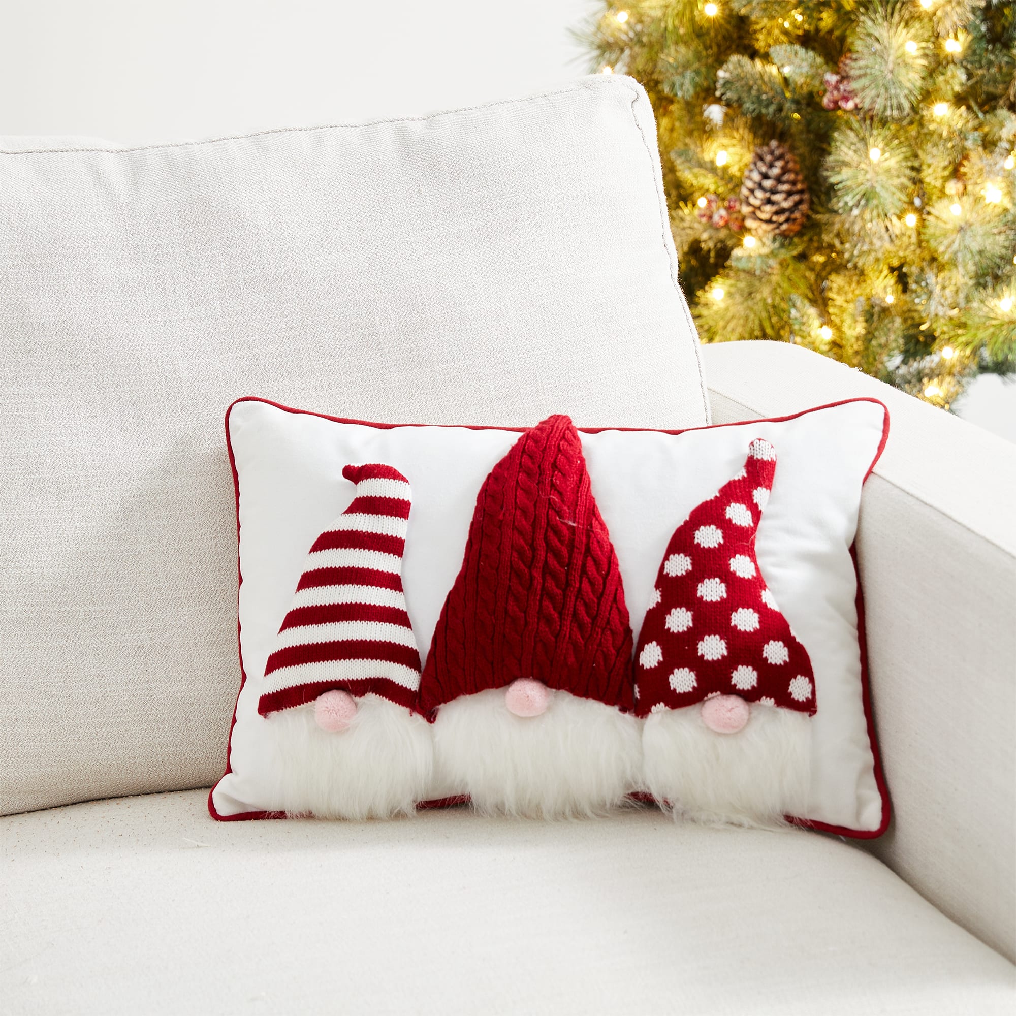 Glitzhome® 3D Heavy Cotton Knitted Gnome Throw Pillow