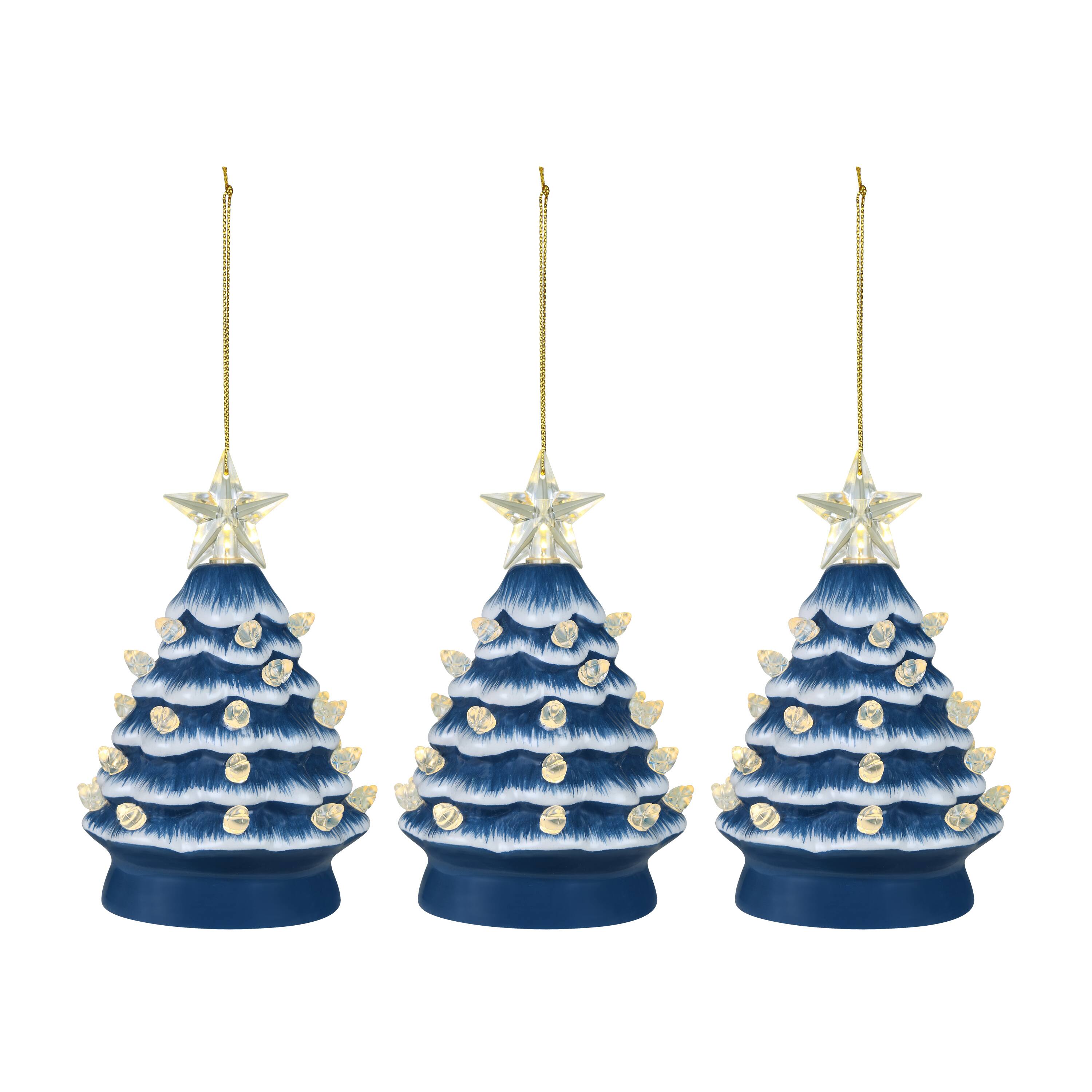 Mr. Christmas 5" Nostalgic Ceramic Tree Ornament with White Bulbs