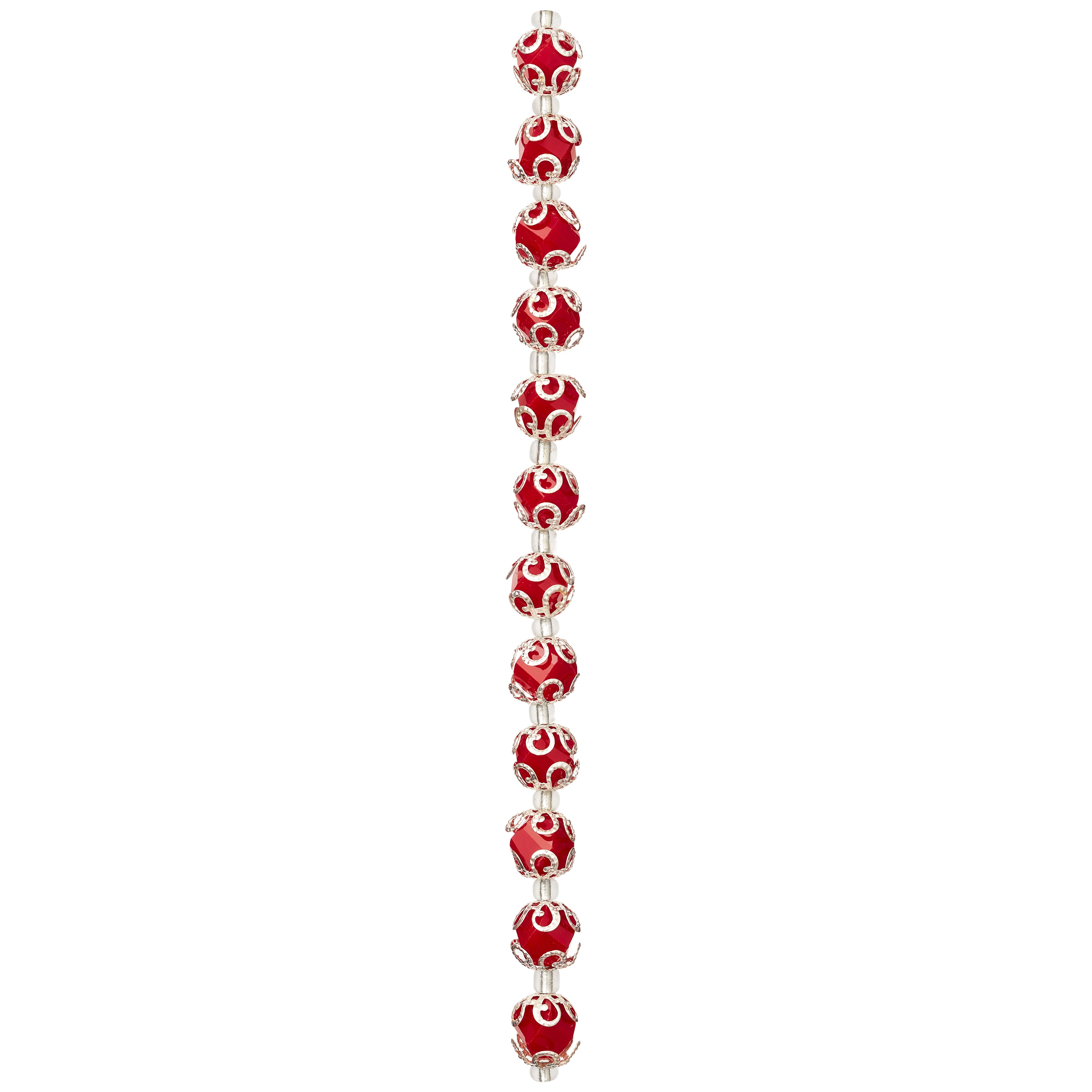 12 Pack: Red Faceted Glass Bead With Bead Cap, 10mm by Bead Landing™