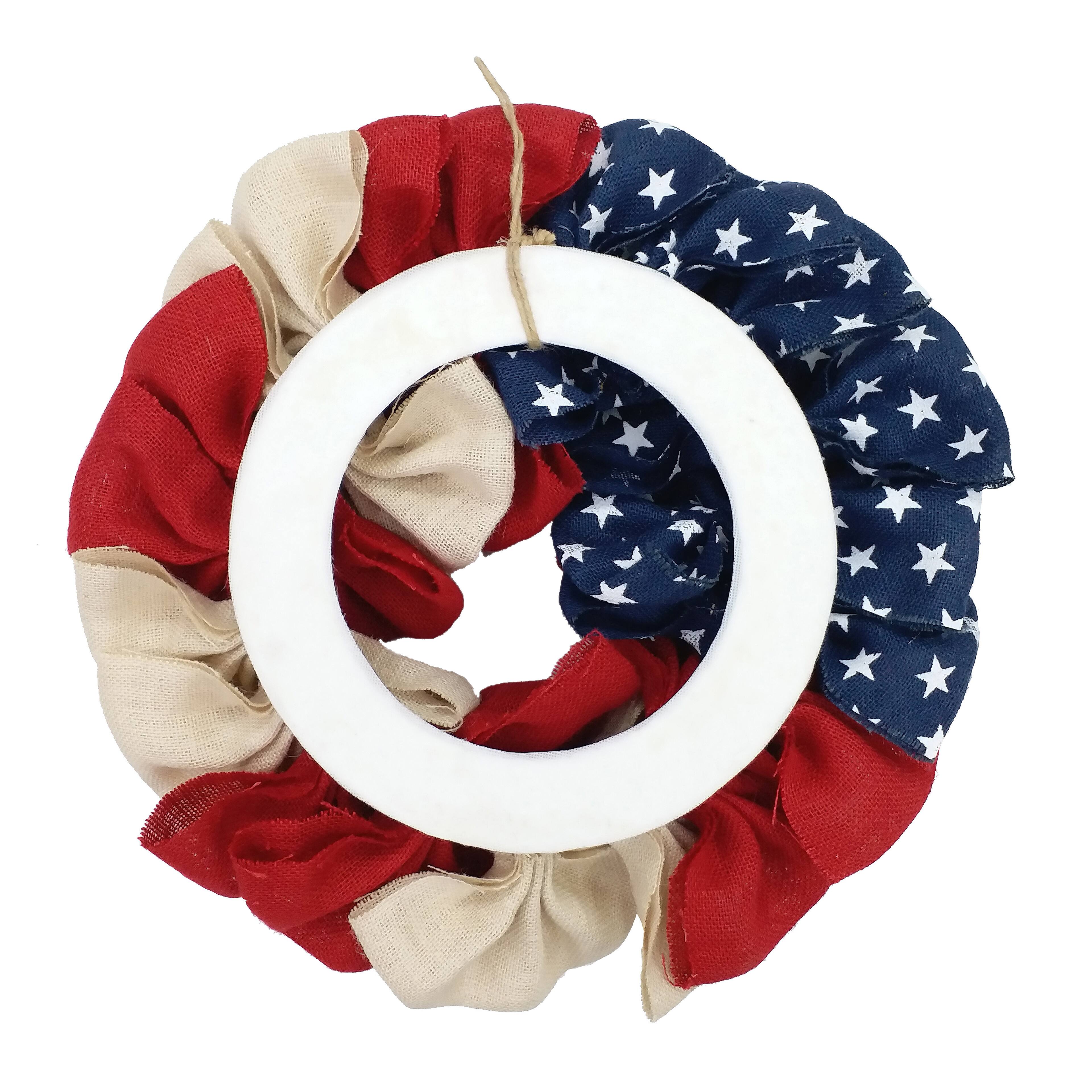 Red, White & Blue 20" Burlap US Flag Wreath by Celebrate It®