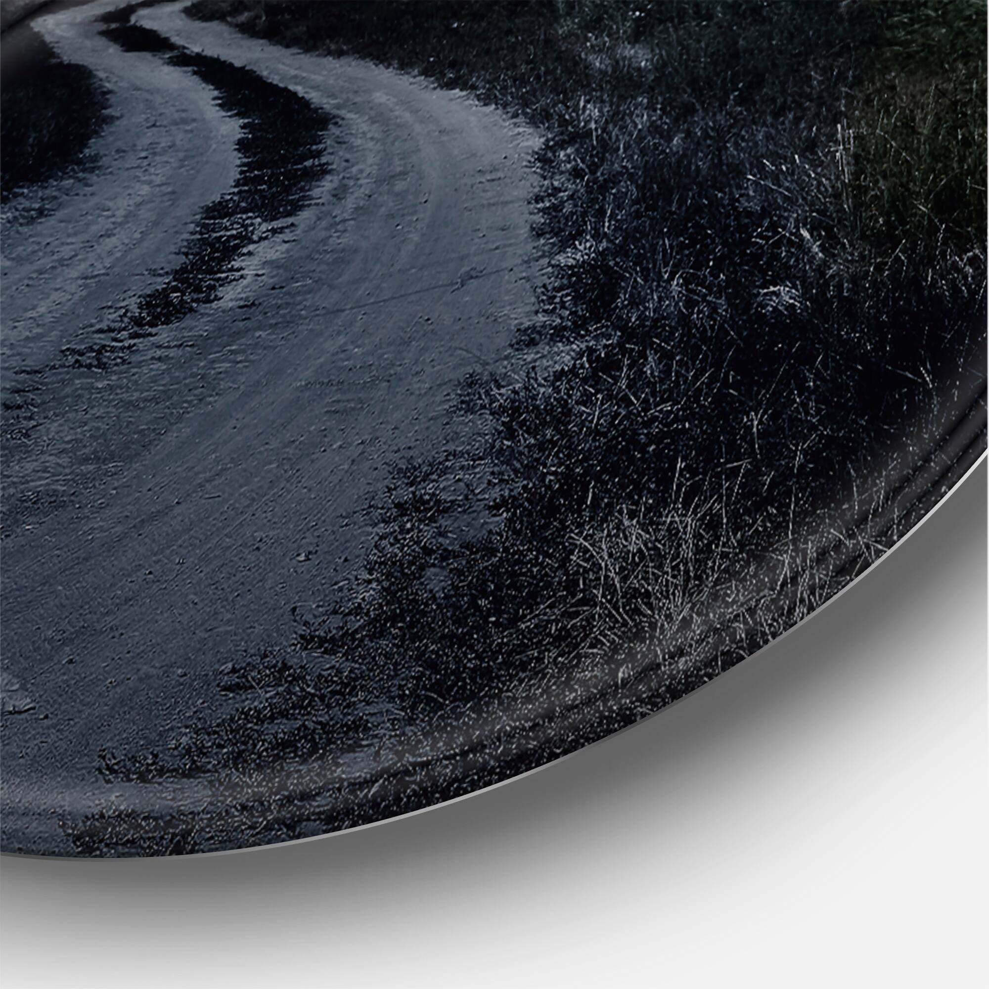 Designart - Rural Road Through The Meadow Under Full Moon