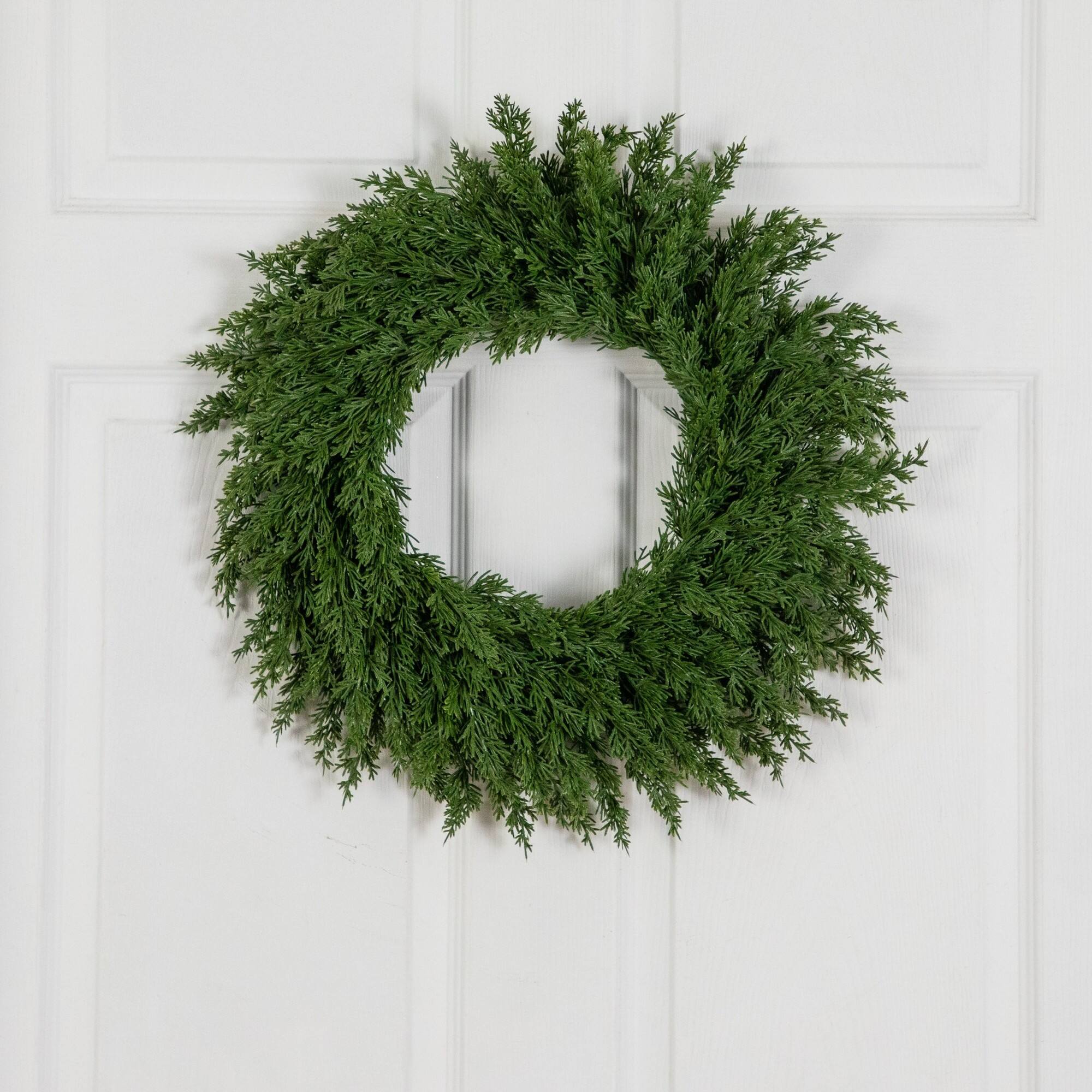 Nearly Natural 18" Artificial Real Touch Cedar Wreath