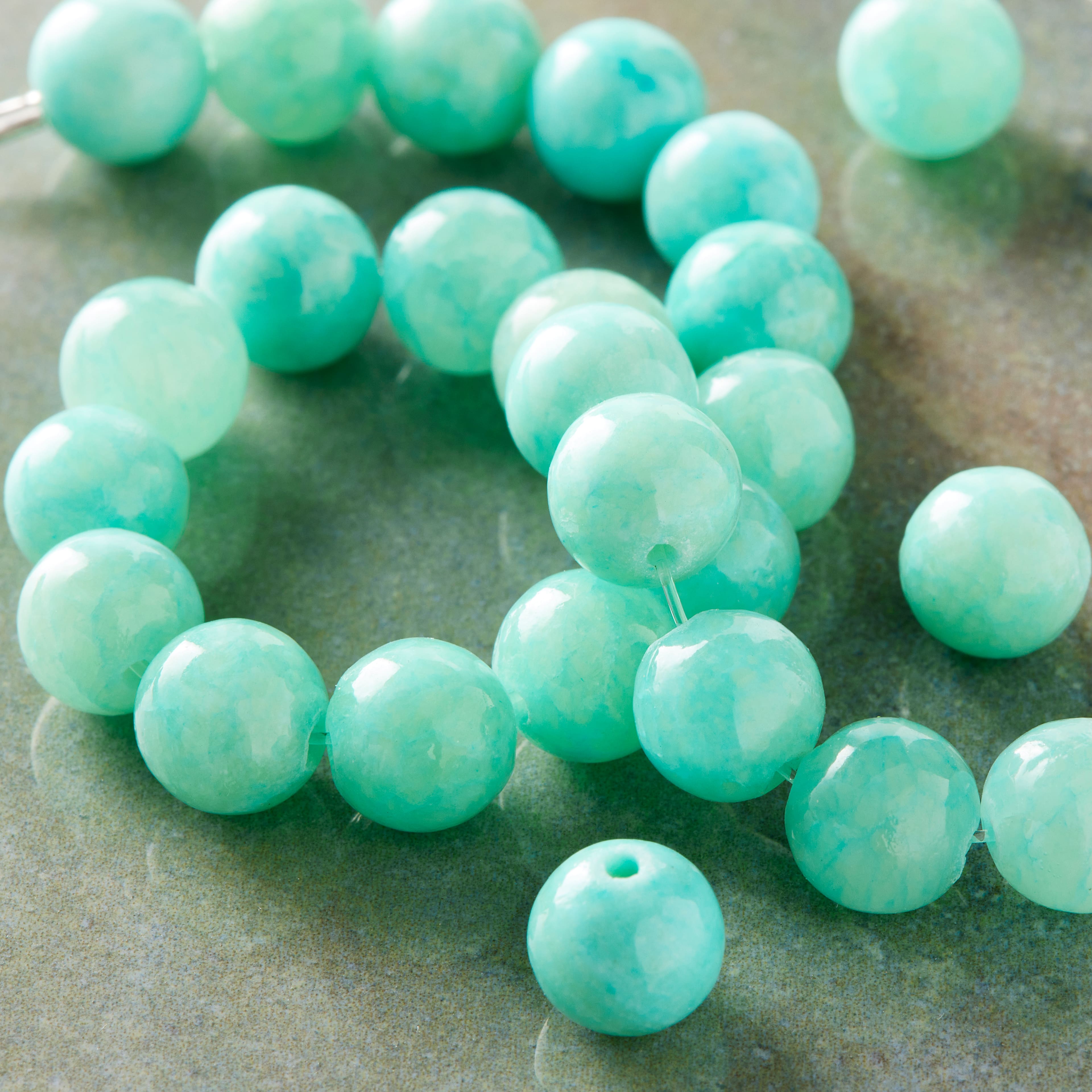 12 Pack: Light Teal Quartzite Round Beads, 8mm by Bead Landing™