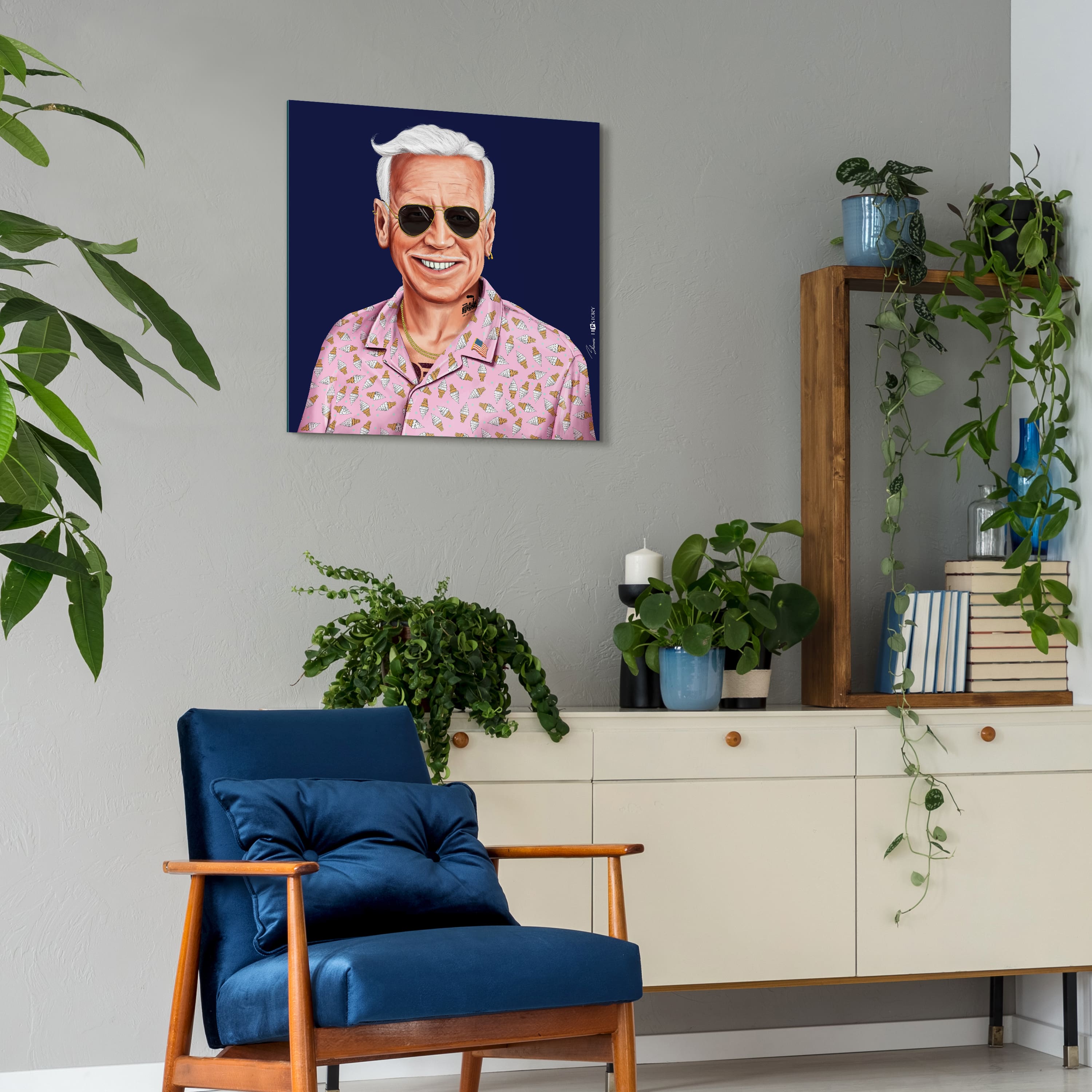 Empire Art Direct Hipstory™ 24" x 24" Hip Joe Biden Frameless Free Floating Printed Tempered Glass Wall Art