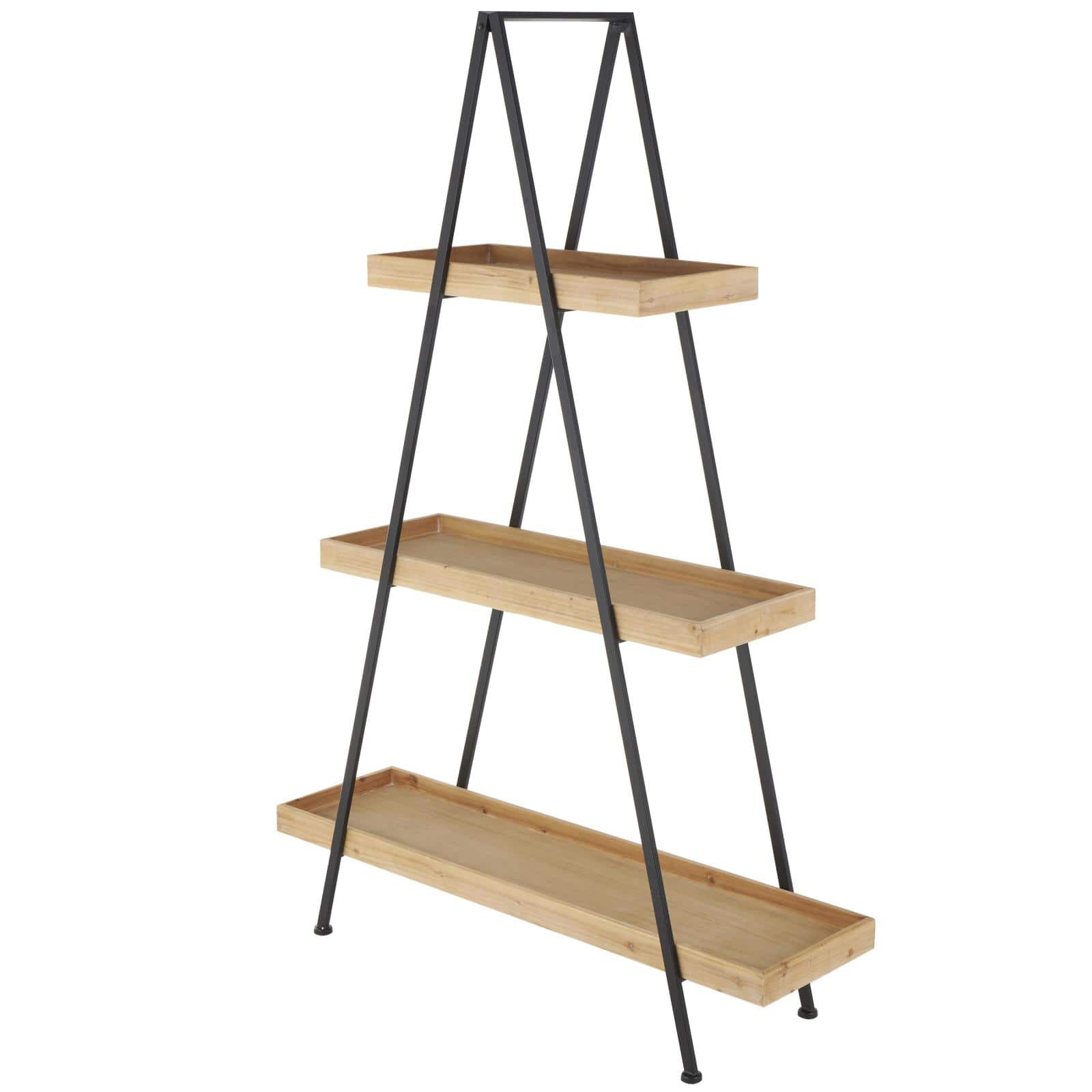 42" x 60" Black Metal 3 Shelf Storage Shelving Unit with Triangle Frame