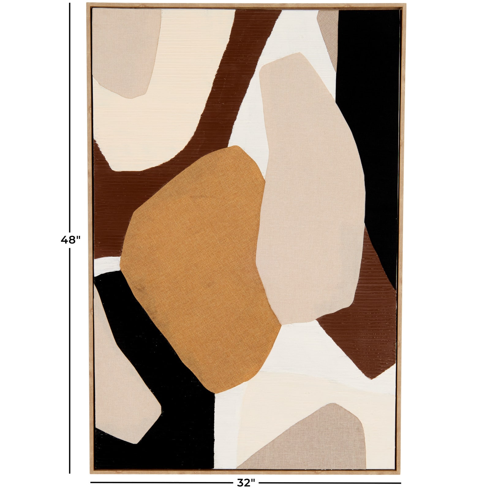 48" x 32" Brown Wooden Geometric Abstract Overlapping Circle Decorative Wall Art with Cream Accents
