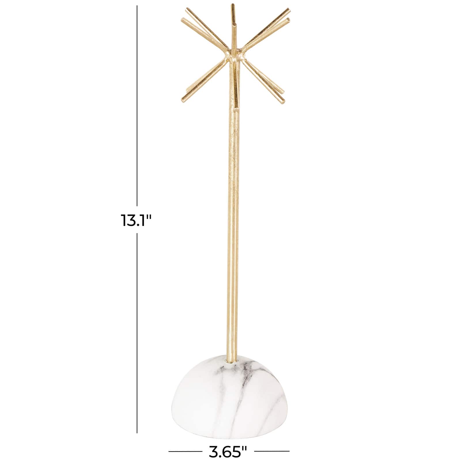 13" Gold Metal 12-Slot Jewelry Stand with White Base