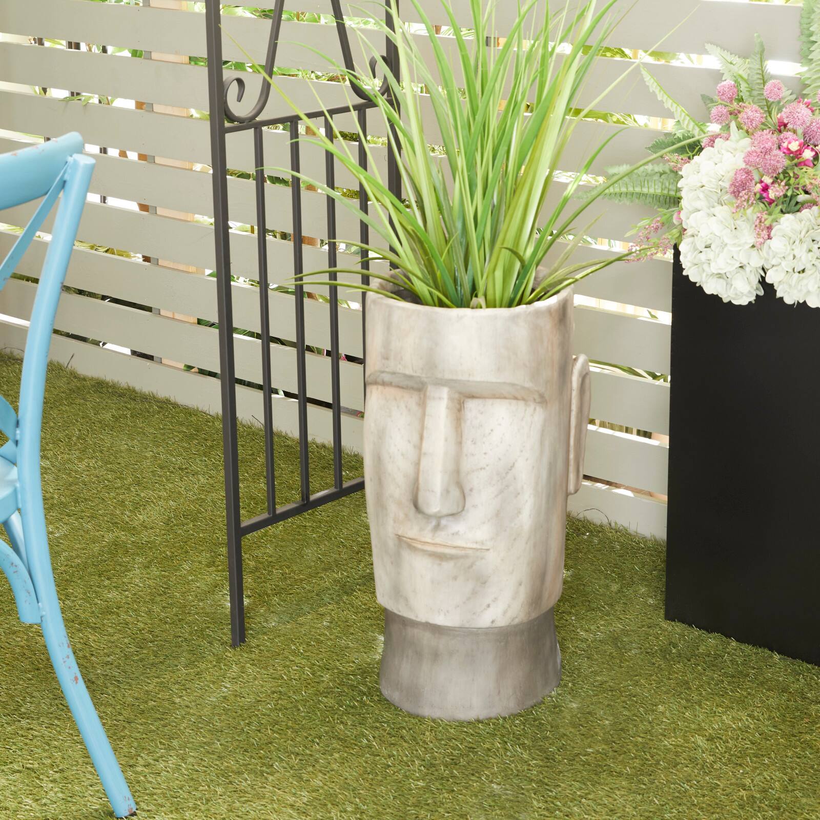Brown Contemporary Planter, 12" x 14" x 24"