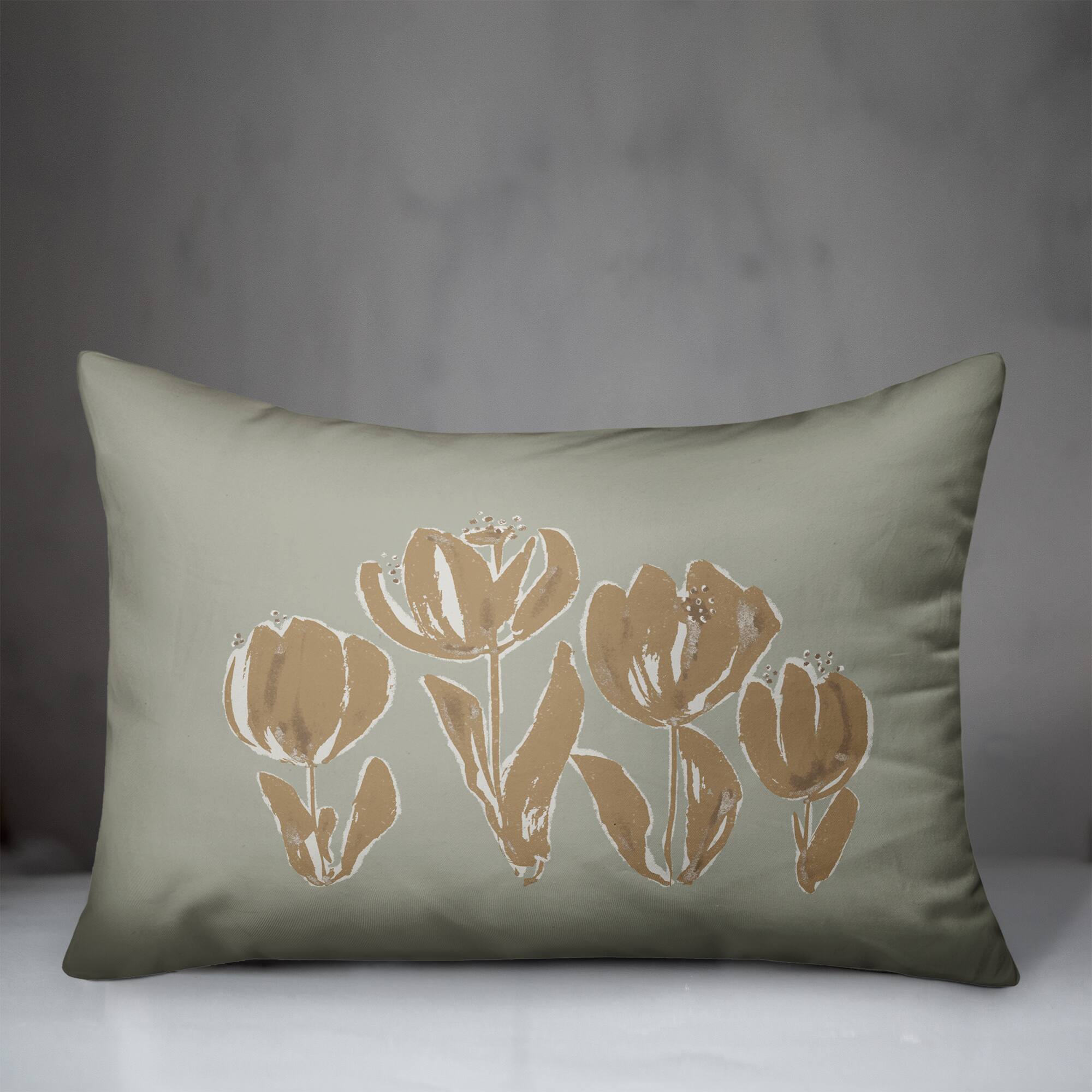 Soft Toned Tulips Throw Pillow