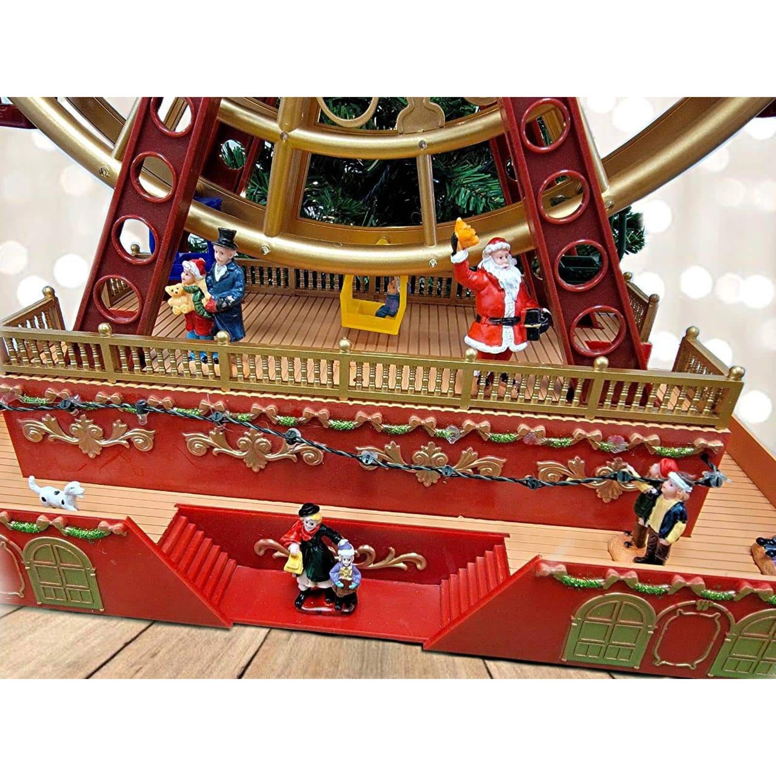 Wizardi 20" Christmas Village Animated Ferris Wheel with Santa