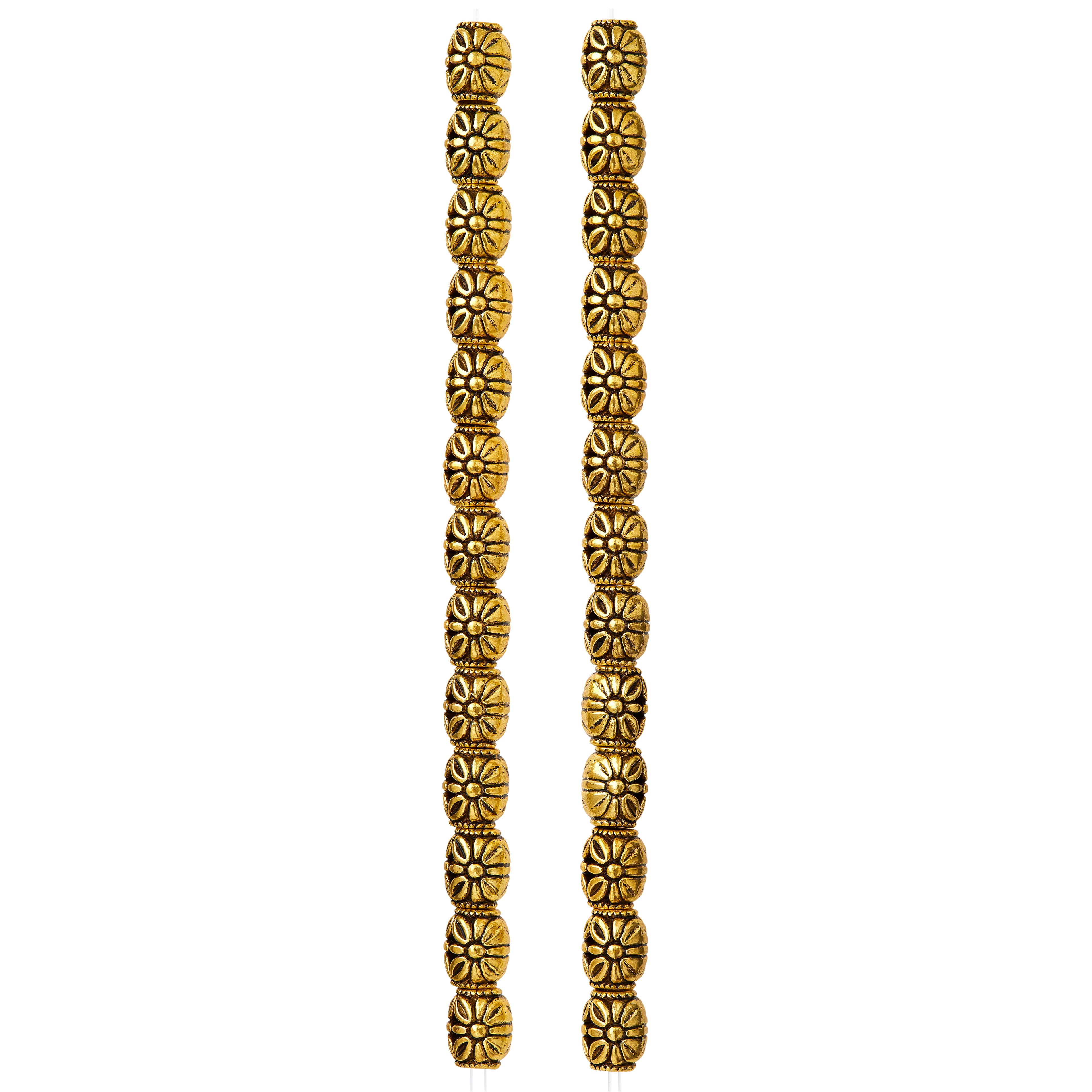 12 Pack: Gold Carved Flower Tube Beads, 10mm by Bead Landing™