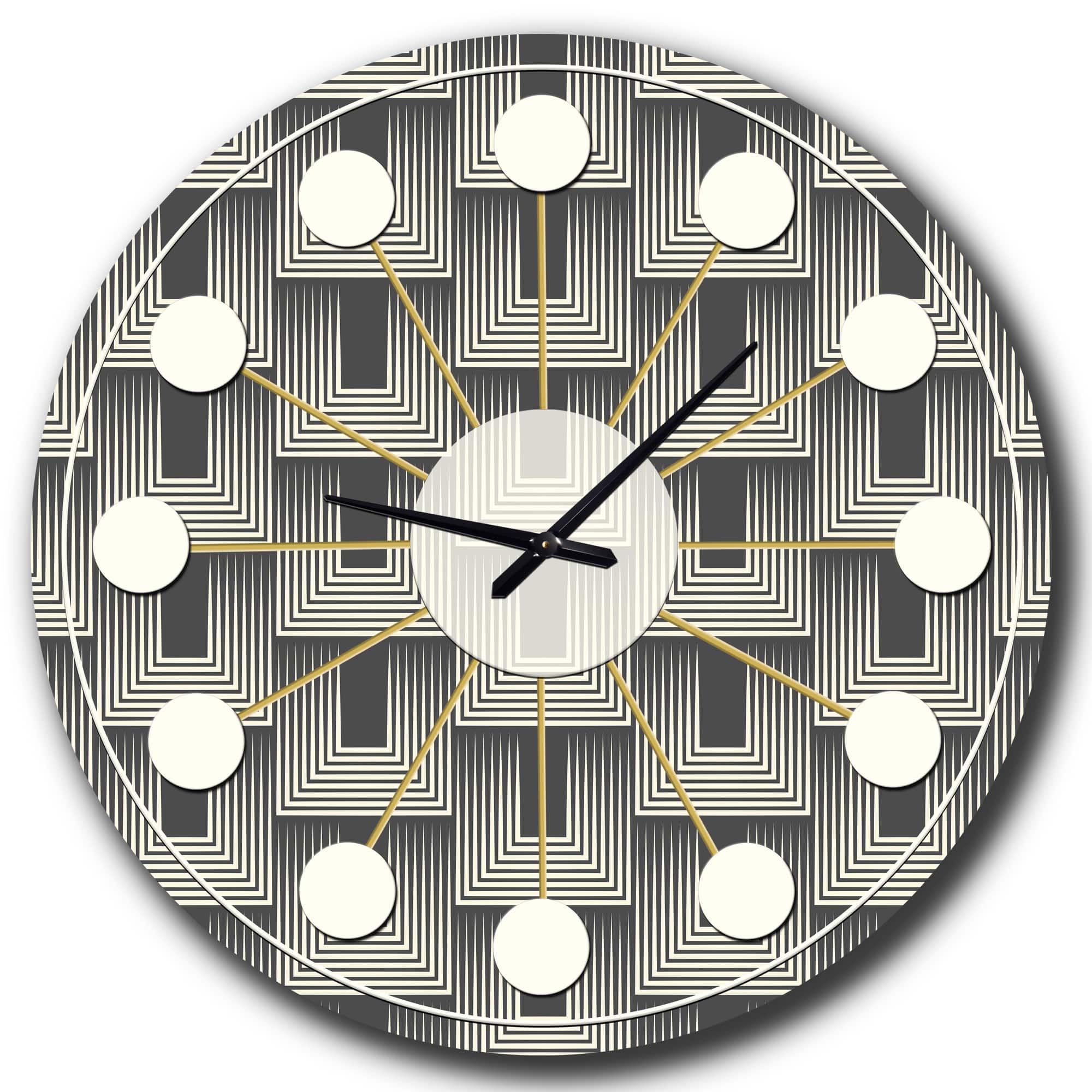 Designart 'Mimimal Black And White Design I Mid-Century Modern Wall Clock