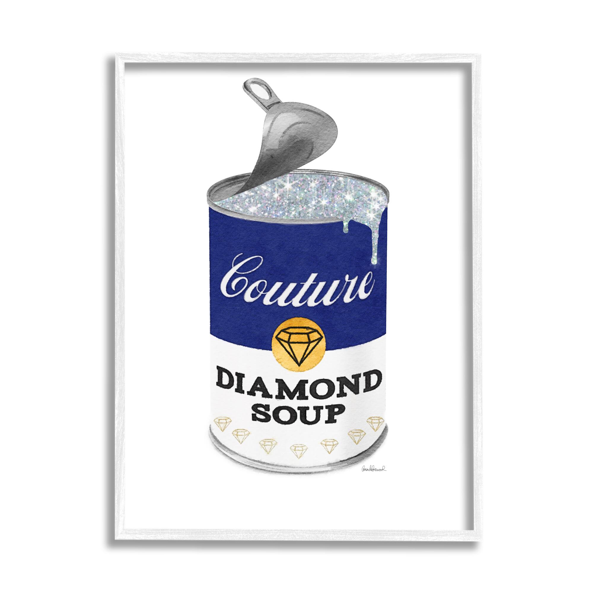 Stupell Industries Couture Blue Condensed Diamond Soup Can Sparkle Pattern Framed Wall Art