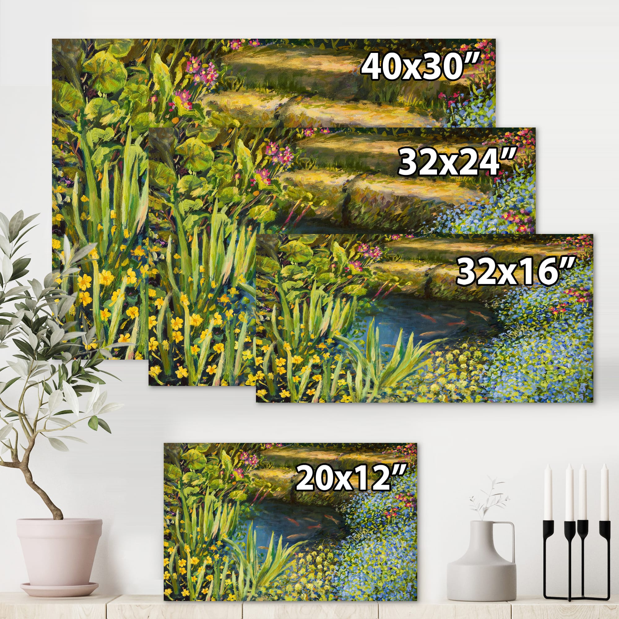 Designart - Colorful Silence At The Lake Side - Lake House Canvas Wall Art Print