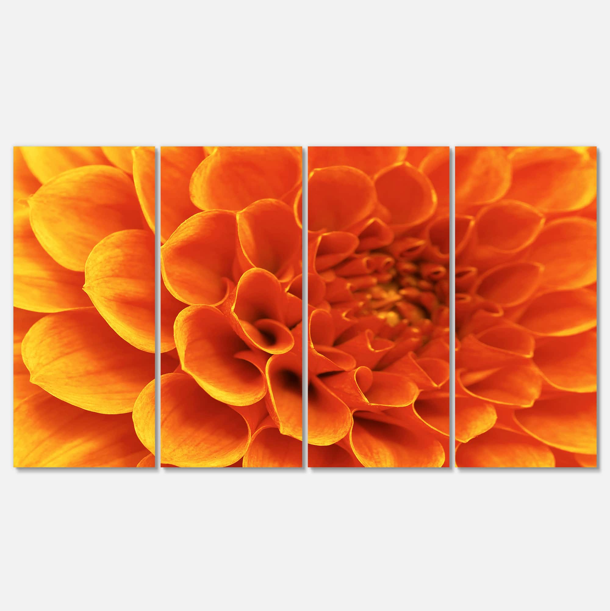 Designart - Large Orange Flower and Petals - Floral Canvas Art Print