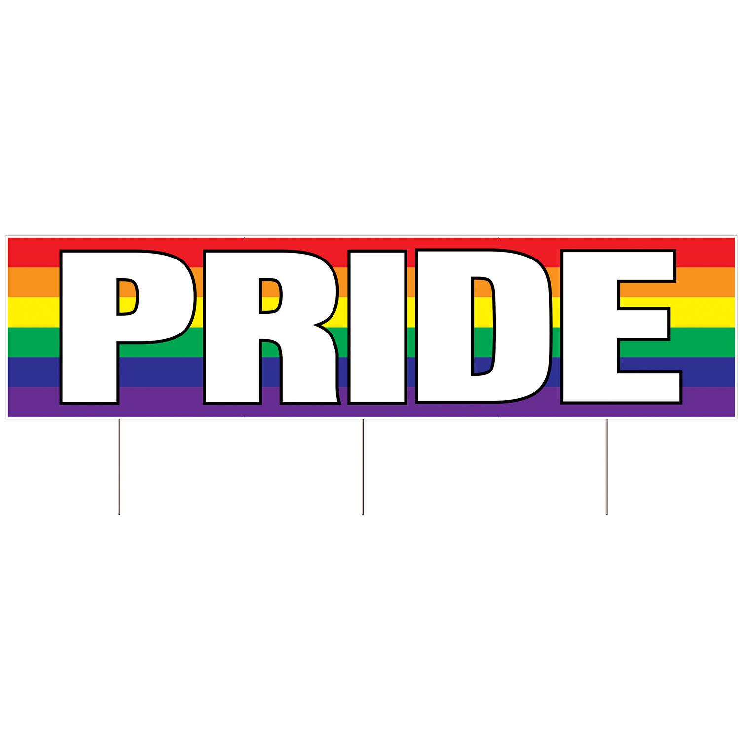 Beistle 11.75" x 47" Pride Plastic Jumbo Tri-Fold Yard Sign