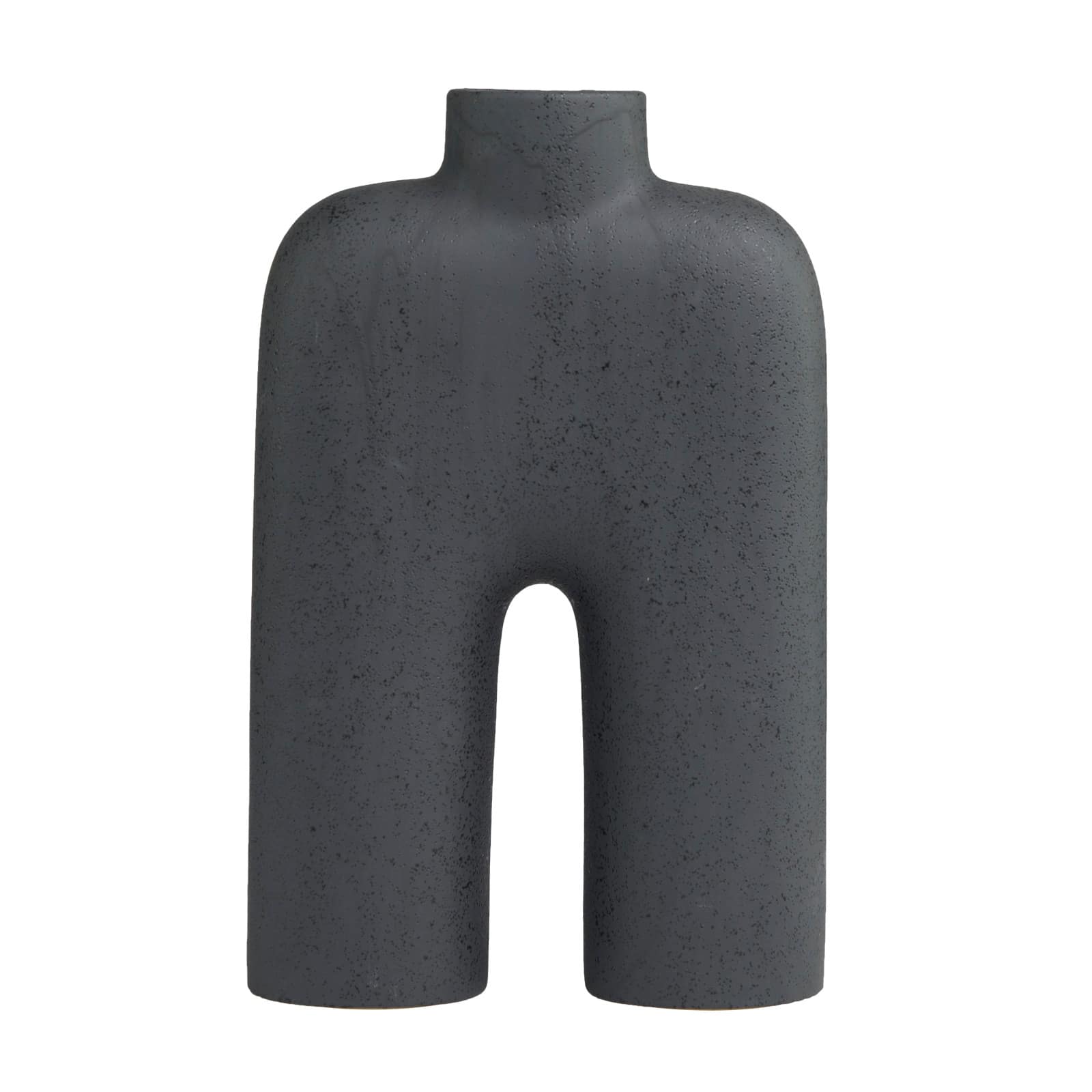 13" Black Ceramic Arched Abstract Vase