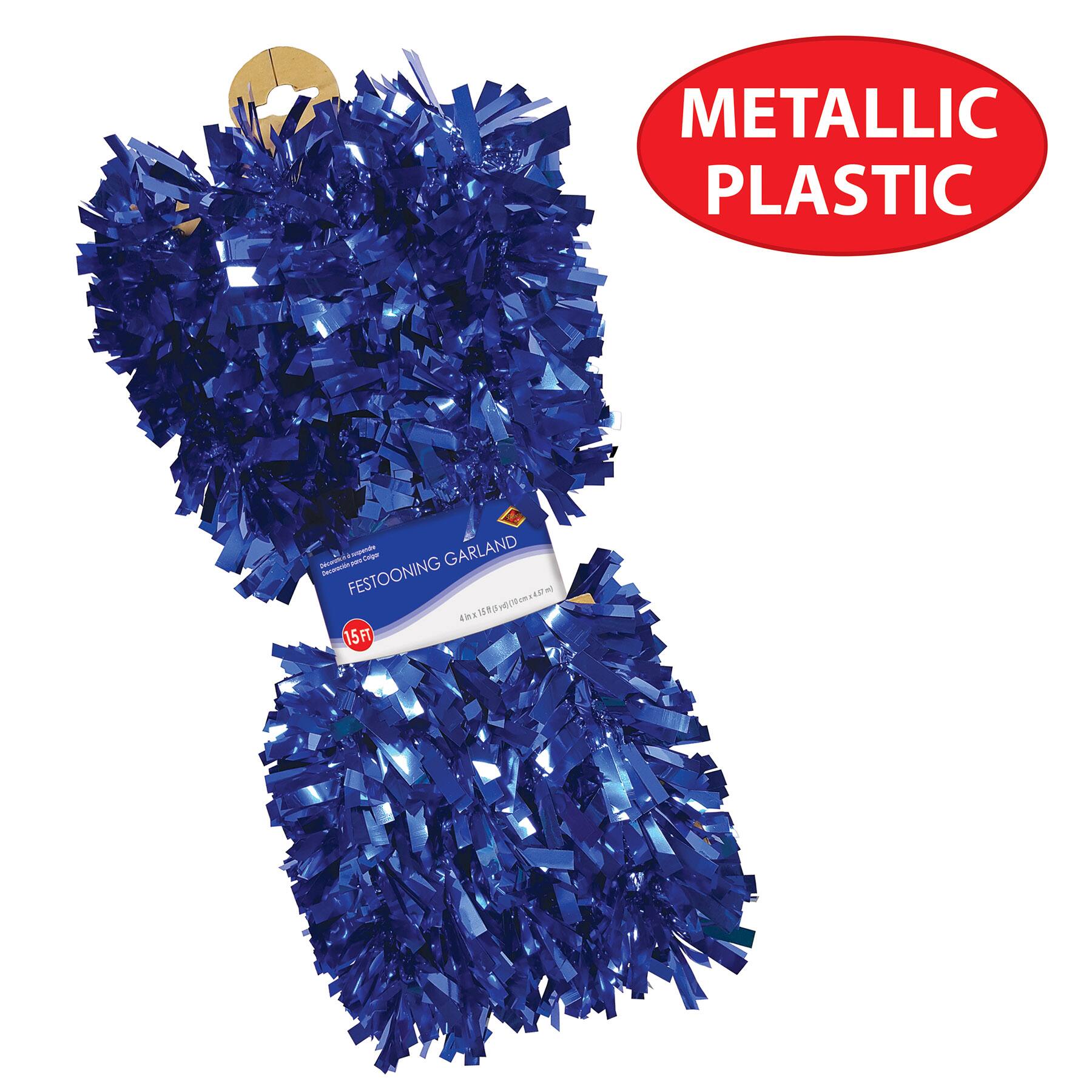 Beistle 15ft. Blue Metallic Festooning Garland