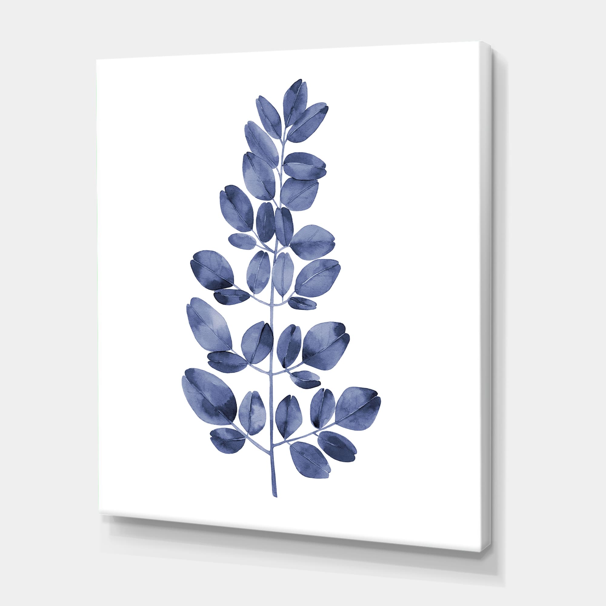 Designart - Navy Blue Eucalyptus II - Traditional Canvas Wall Art Print