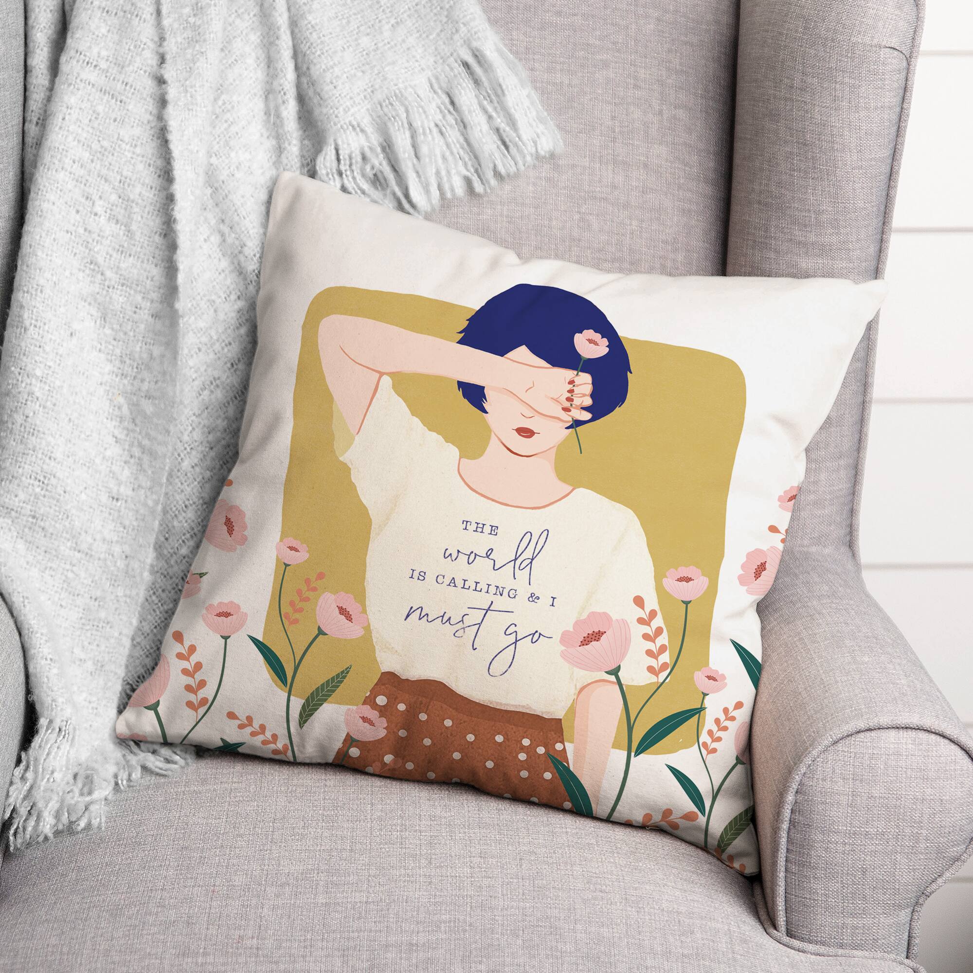 Flower Girl 18" x 18" Throw Pillow