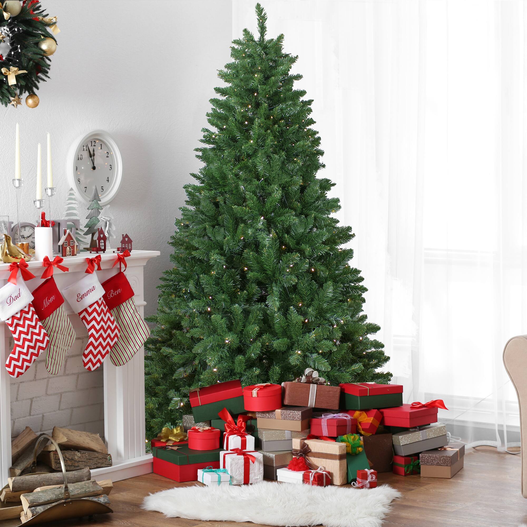 7.5ft. Pre-Lit Twin Lakes Fir Artificial Christmas Tree, Warm White LED Lights