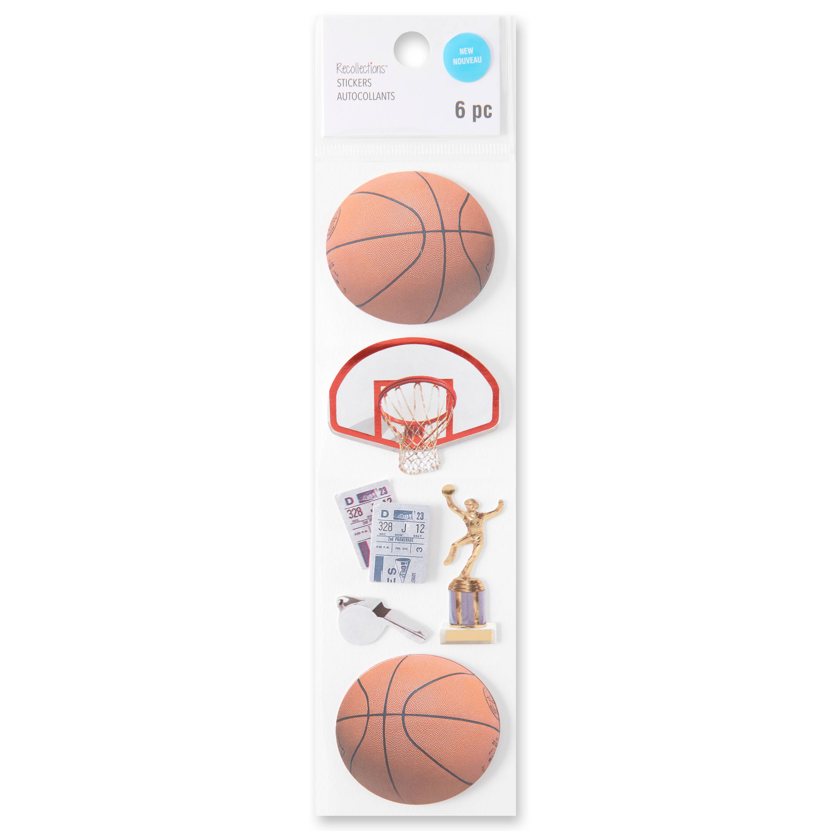12 Pack: Basketball Stickers by Recollections