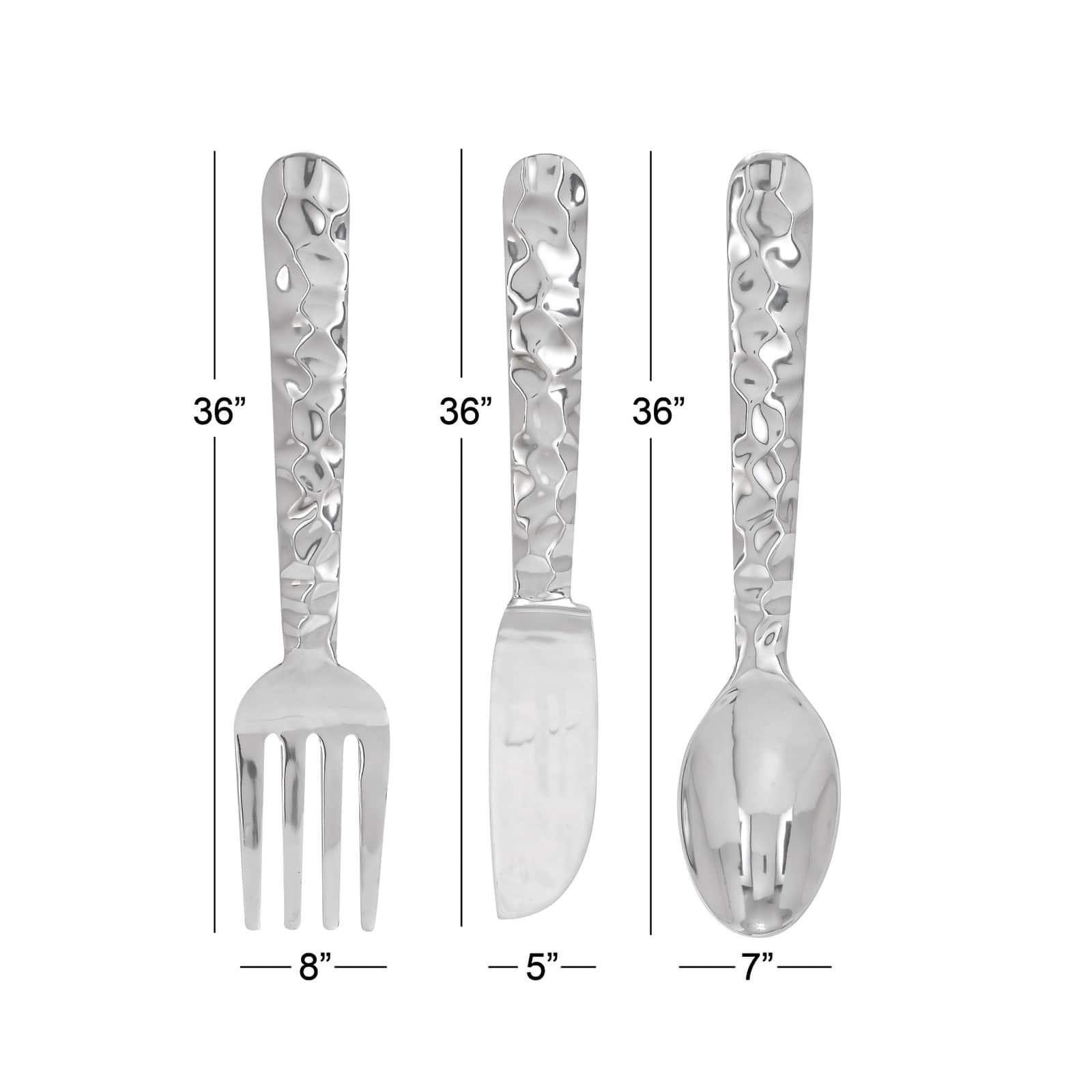 36" Silver Aluminum Traditional Wall Décor Set, 3ct.
