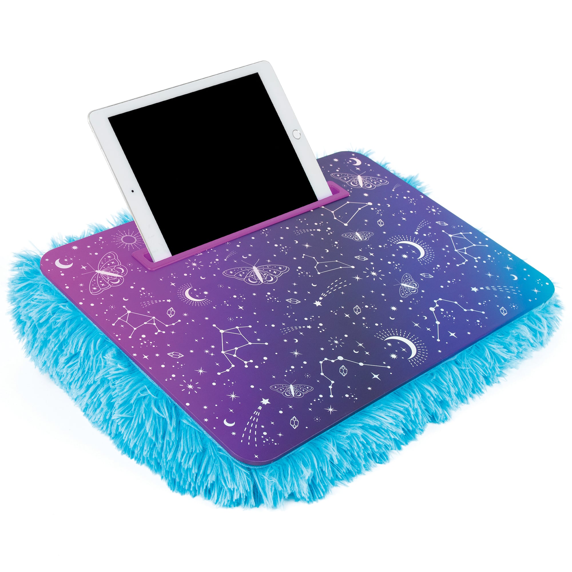 Make It Real™ 3C4G 12" x 17" Purple & Teal Celestial Deluxe Fur Lap Desk