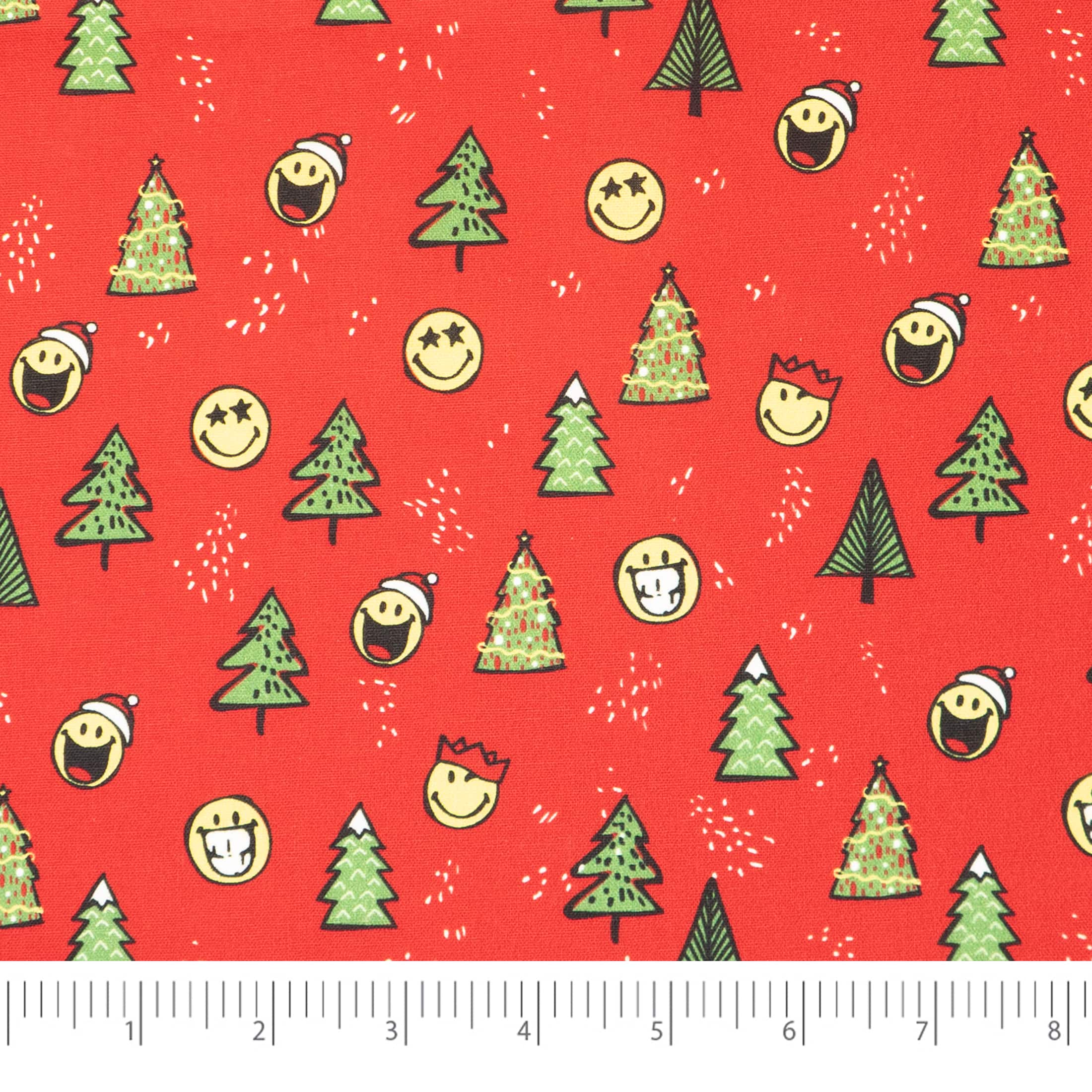Stitch & Sparkle Smiley World Happy Christmas Cotton Fabric