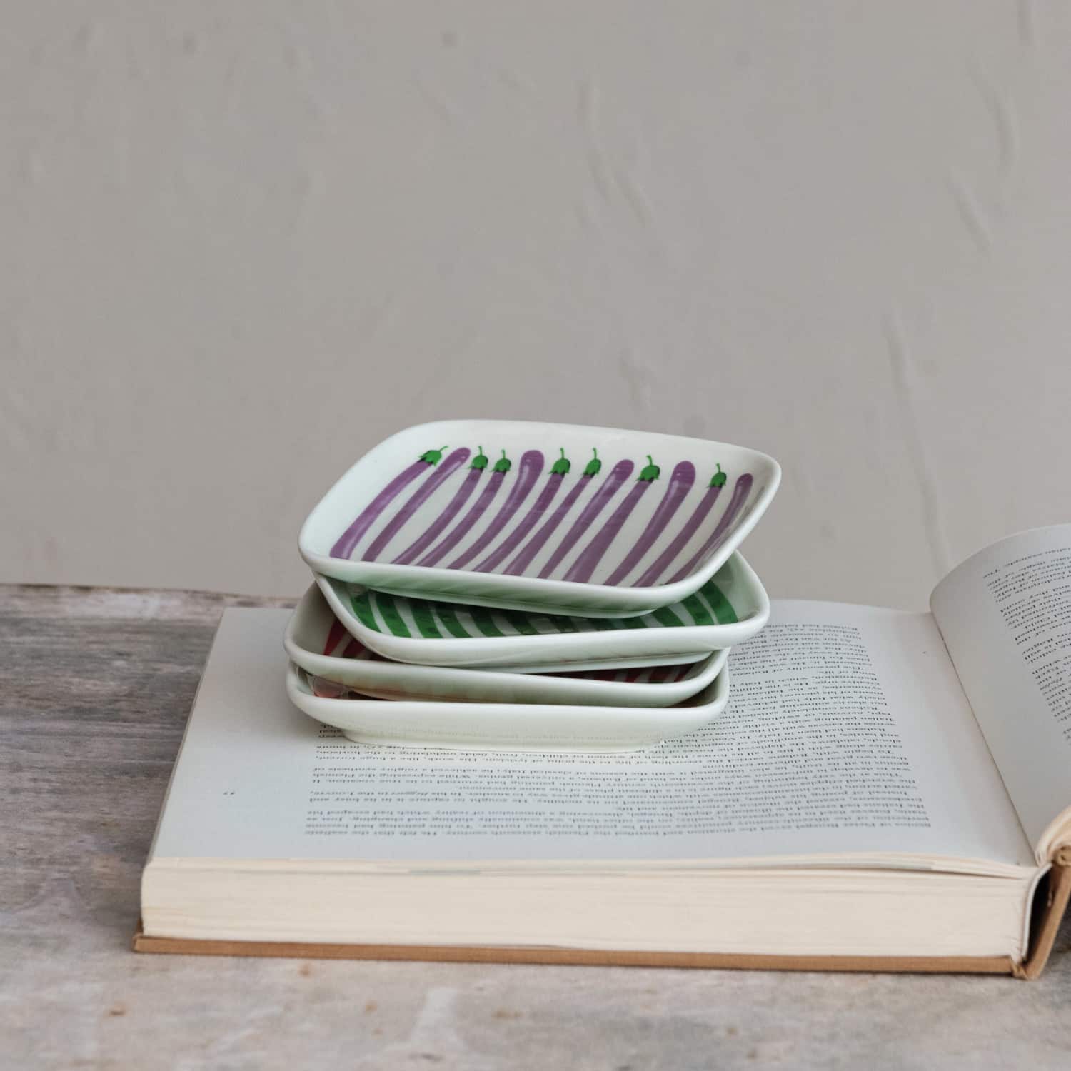 Hello Honey® 6" Vegetable Square Stoneware Plate, 12ct.