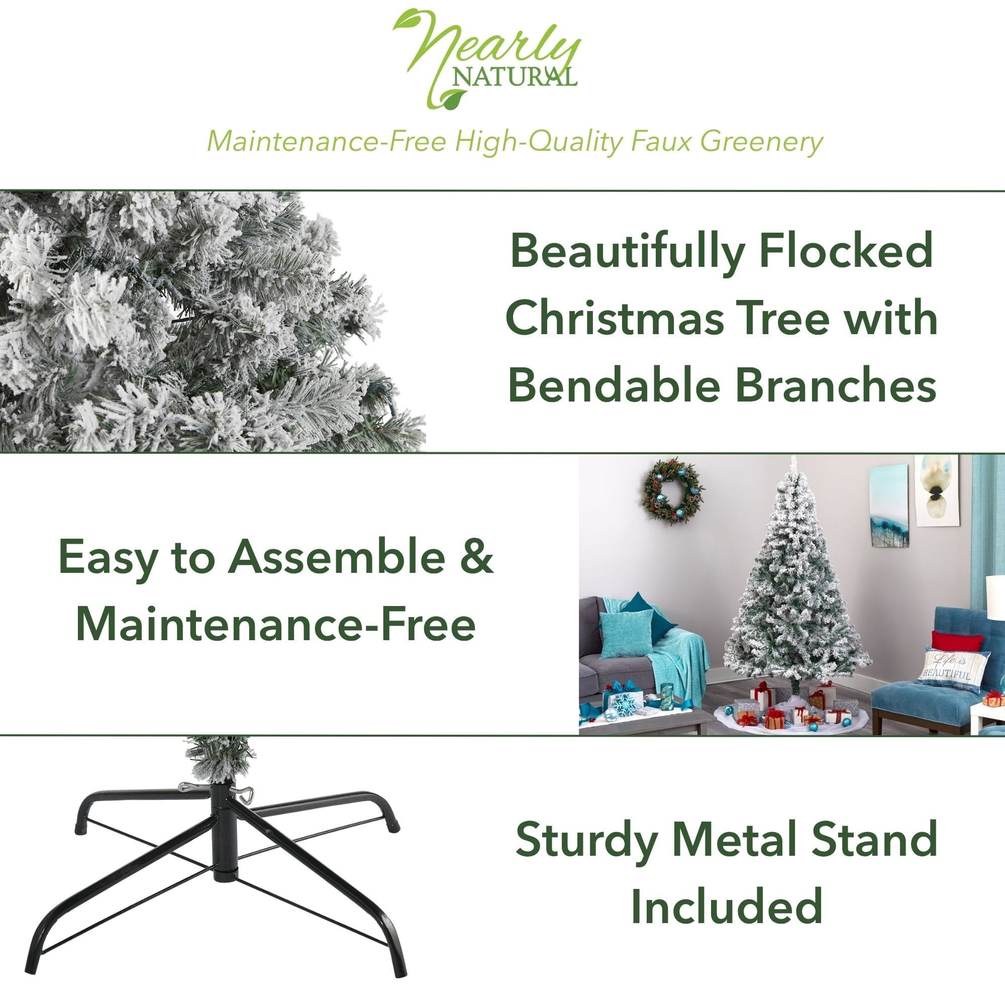 7ft. Unlit Flocked Rock Springs Spruce Artificial Christmas Tree