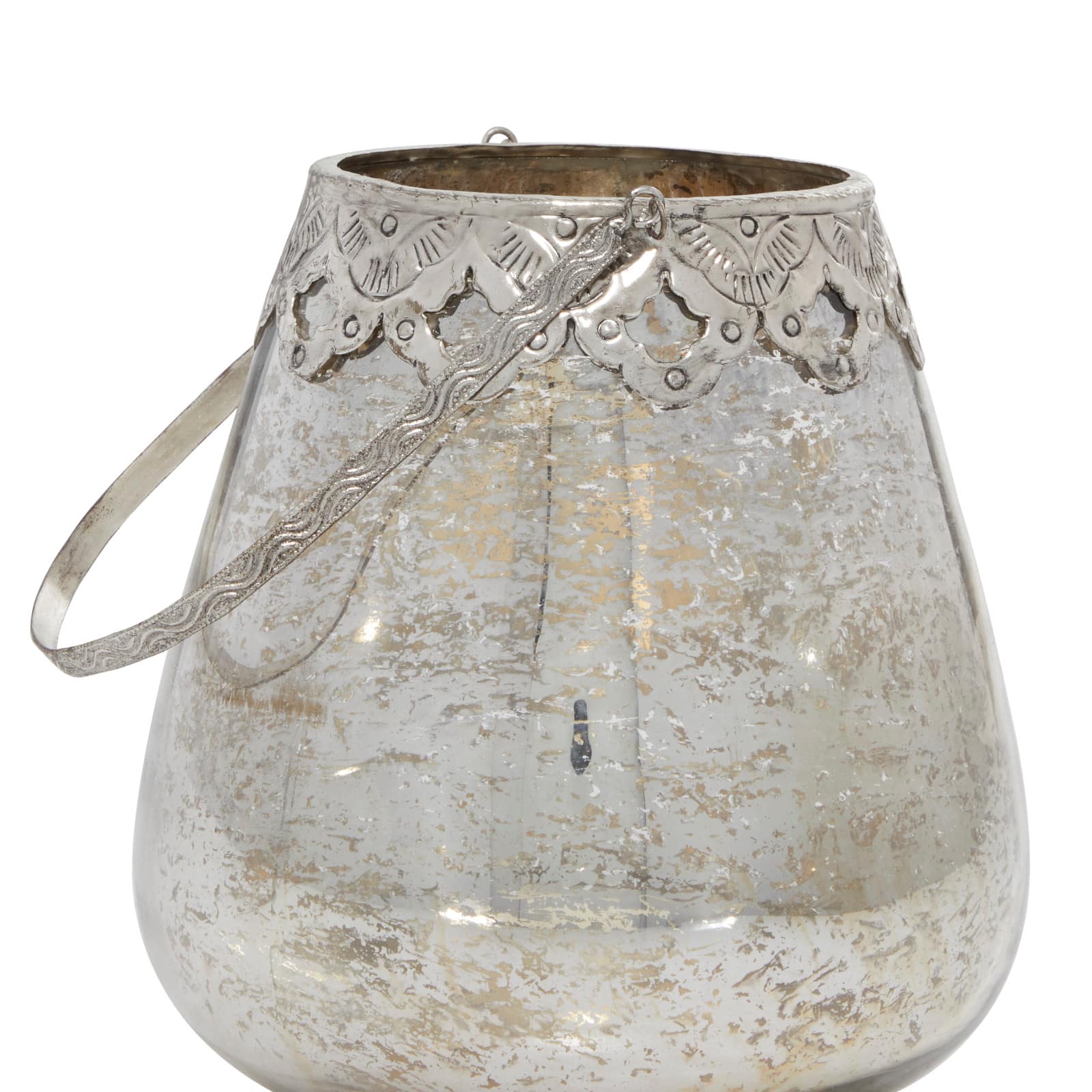 Set of 3 Silver Glass Glam Candle Holder, 5", 7", 9"