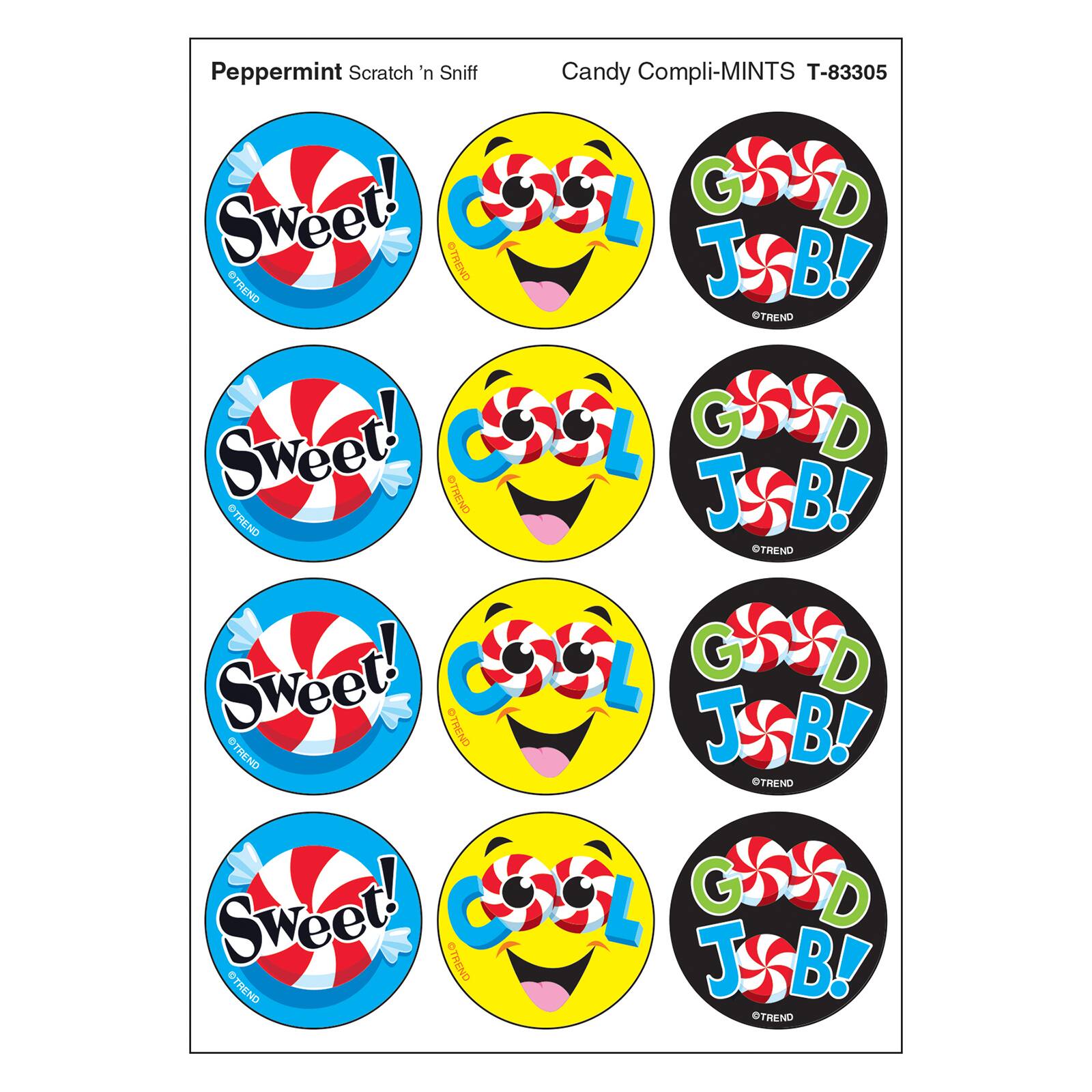 Trend Enterprises® Stinky Stickers® Candy Compli-MINTS/Peppermint, 6 Packs of 48ct.