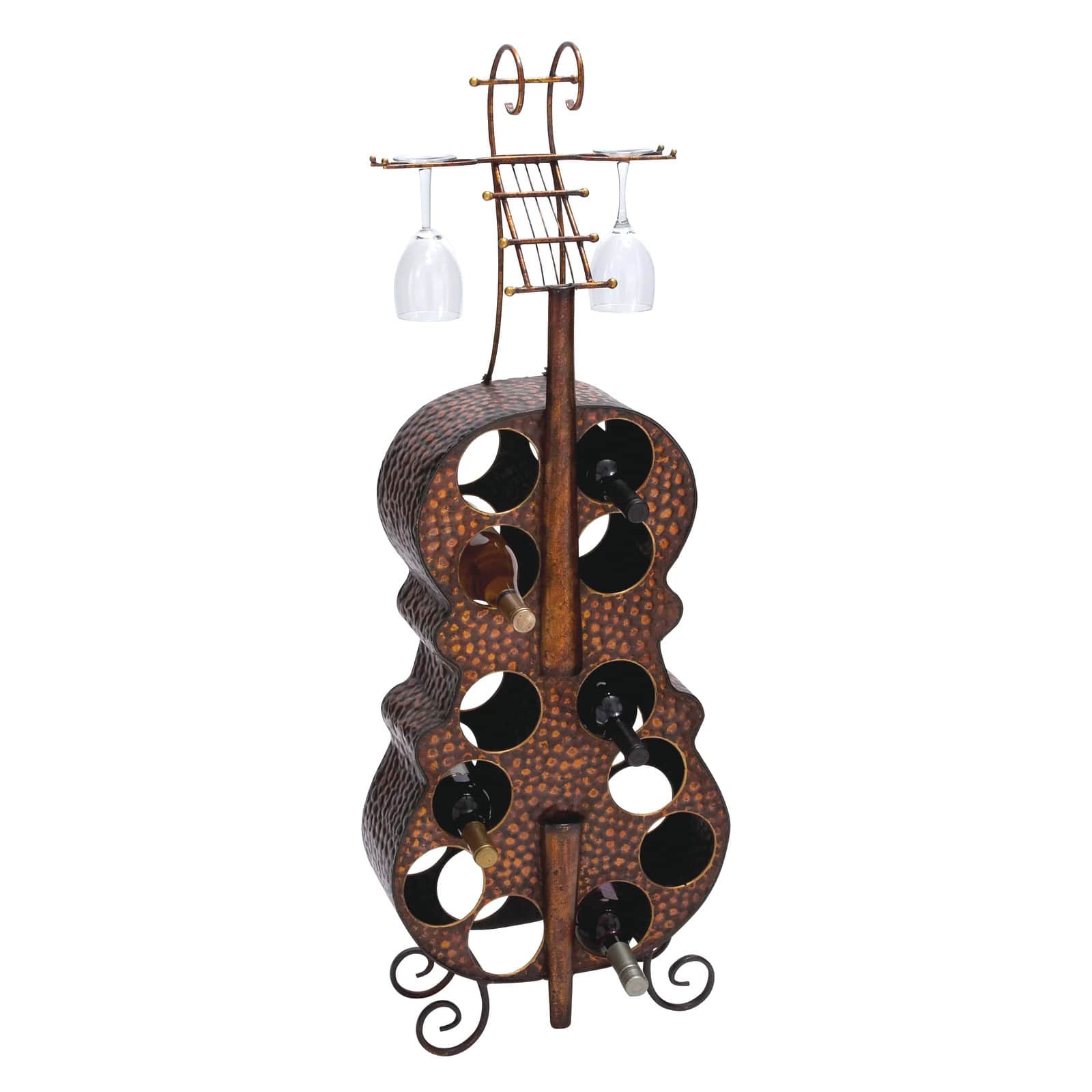 47" Brass Metal Traditional Wine Holder Rack