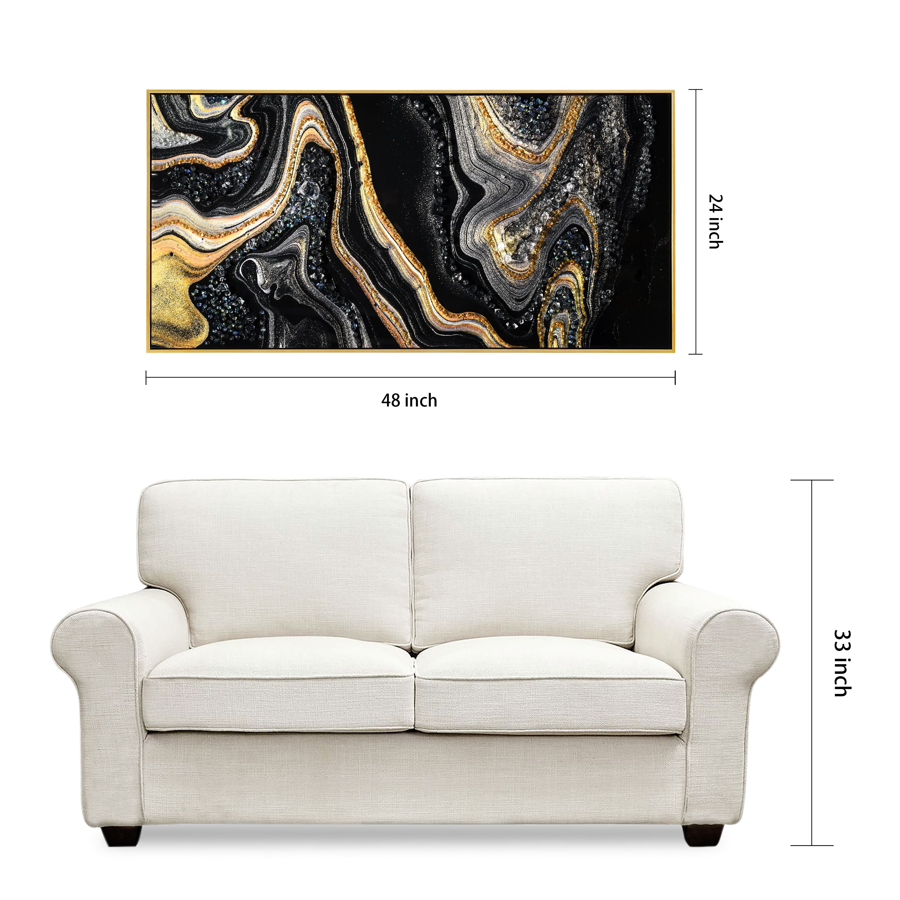 Empire Art Direct Arte De Crystallus 24" x 48" Golden Veins I Epoxy Coated Wrapped Framed Glossy Abstract Canvas Wall Art
