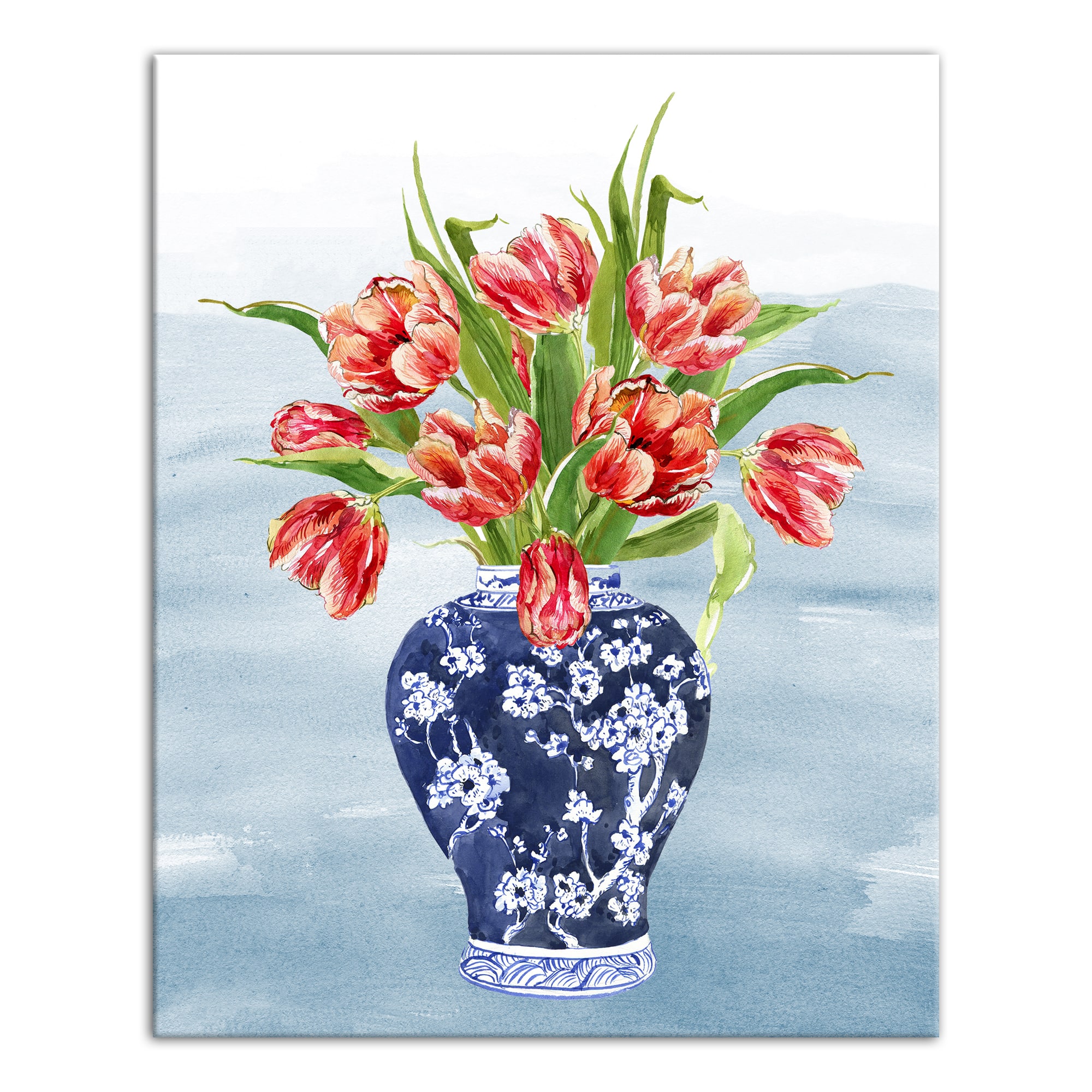 Chinoiseire Tulips 16" x 20" Canvas Wall Art