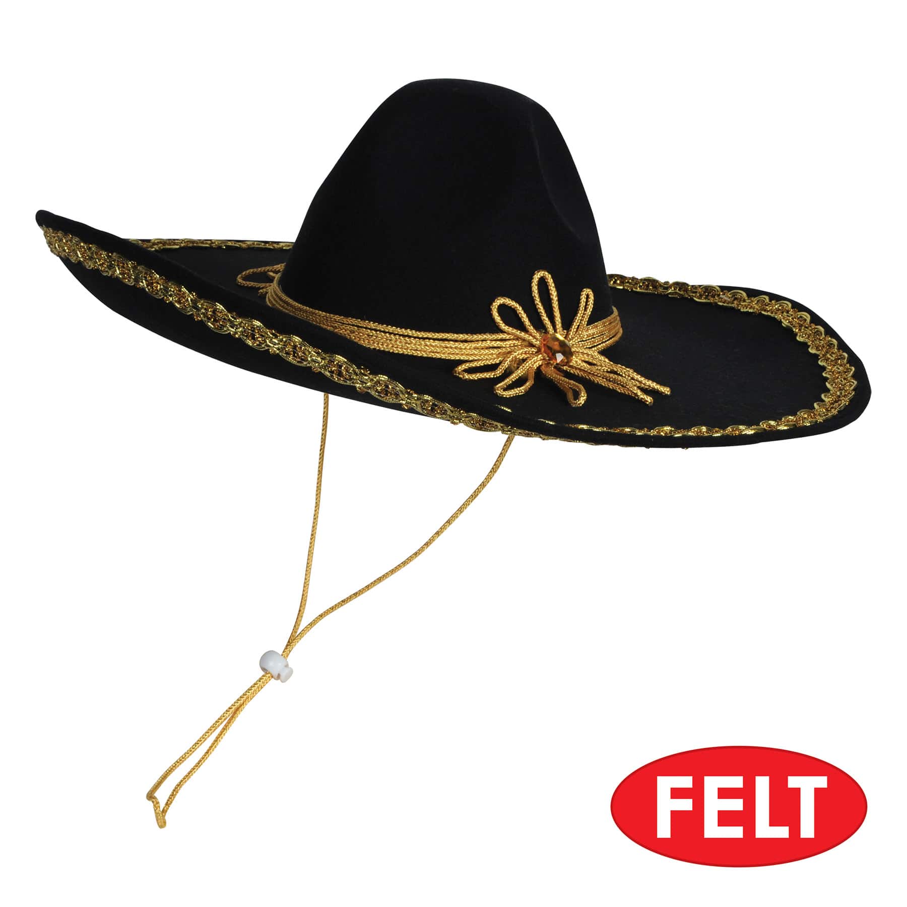 Beistle Black & Gold Felt Sombrero