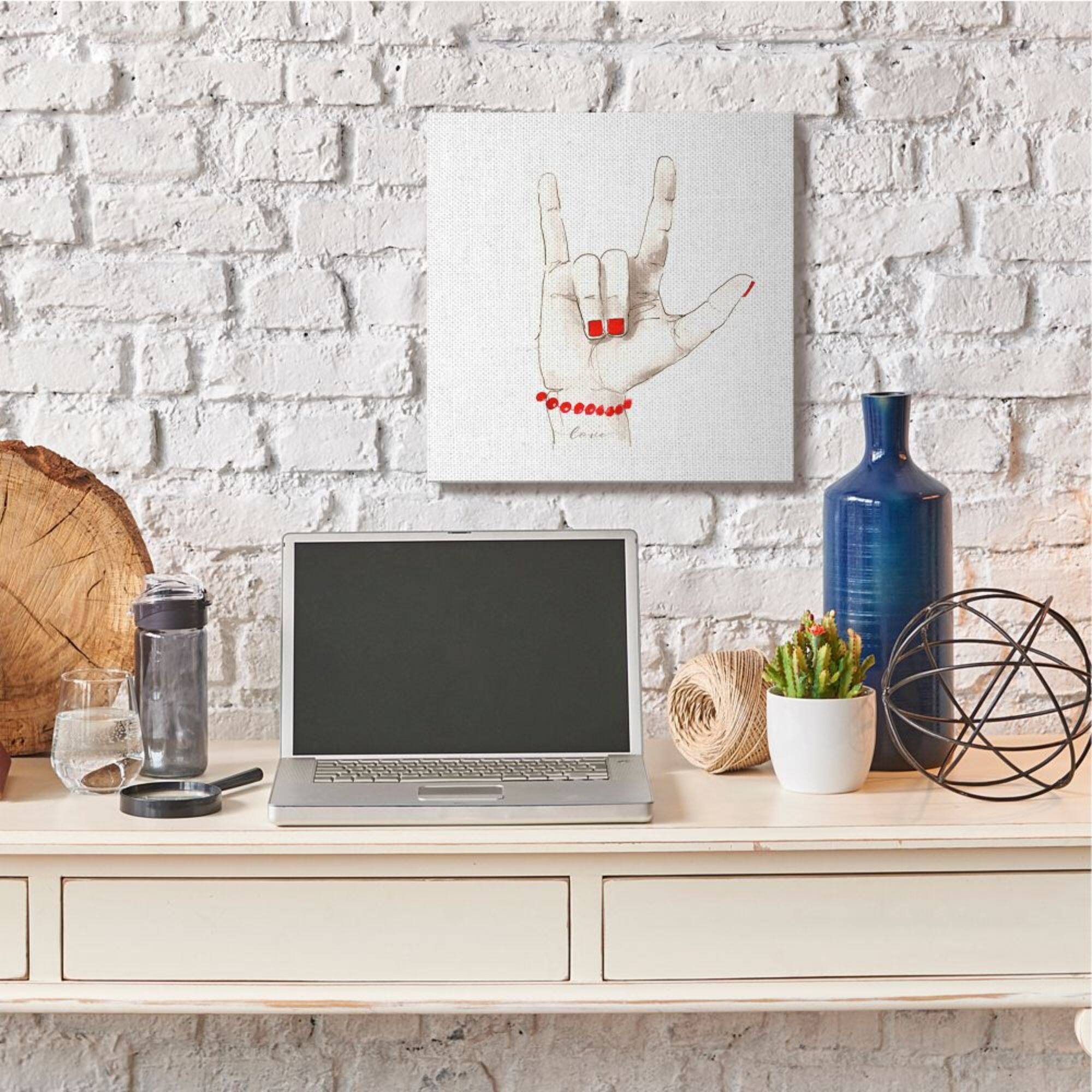 Stupell Industries I Love You Sign Language Gesture Red Accents Canvas Wall Art
