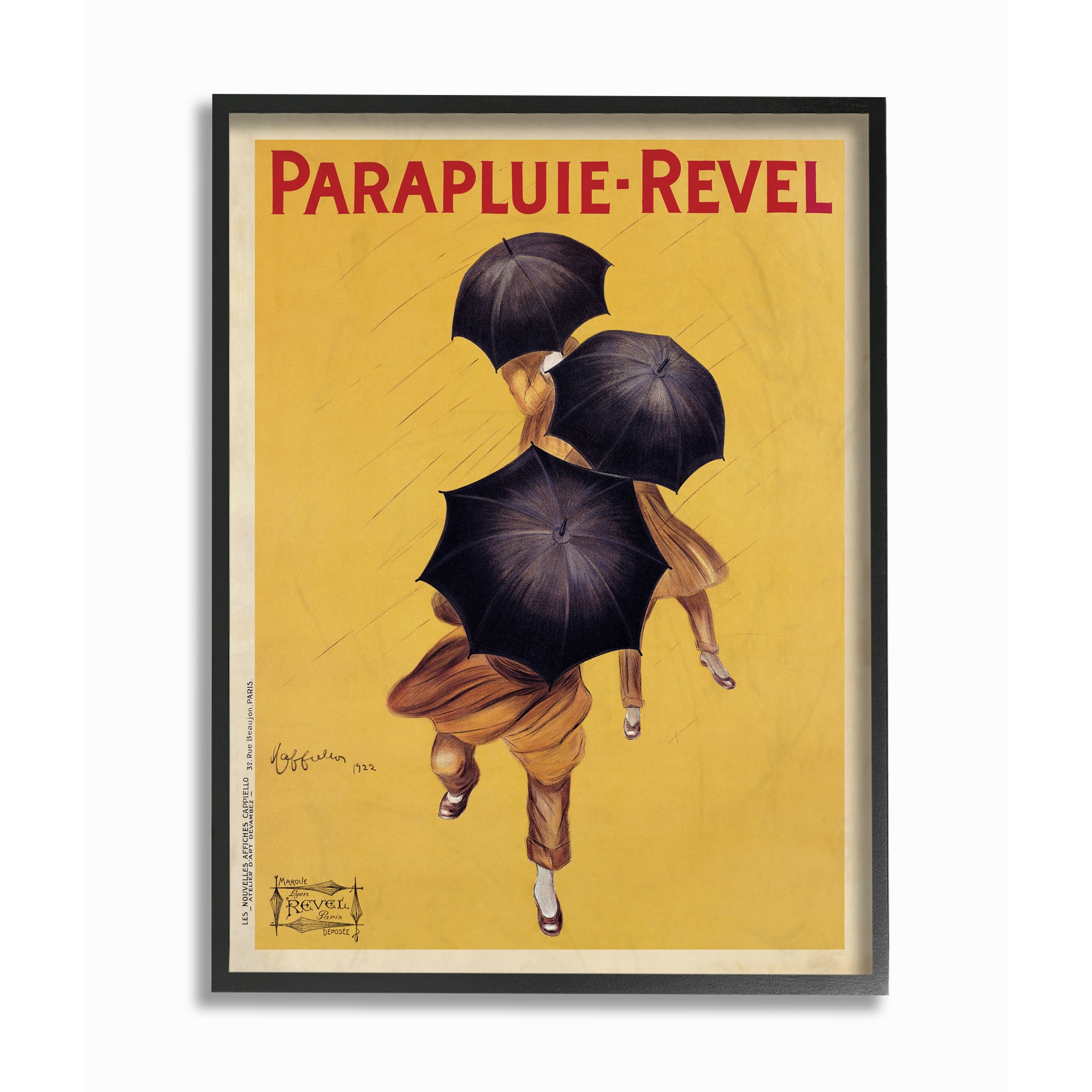 Stupell Industries Yellow Parapluie-Revel Vintage Poster Wall Accent with Black Frame