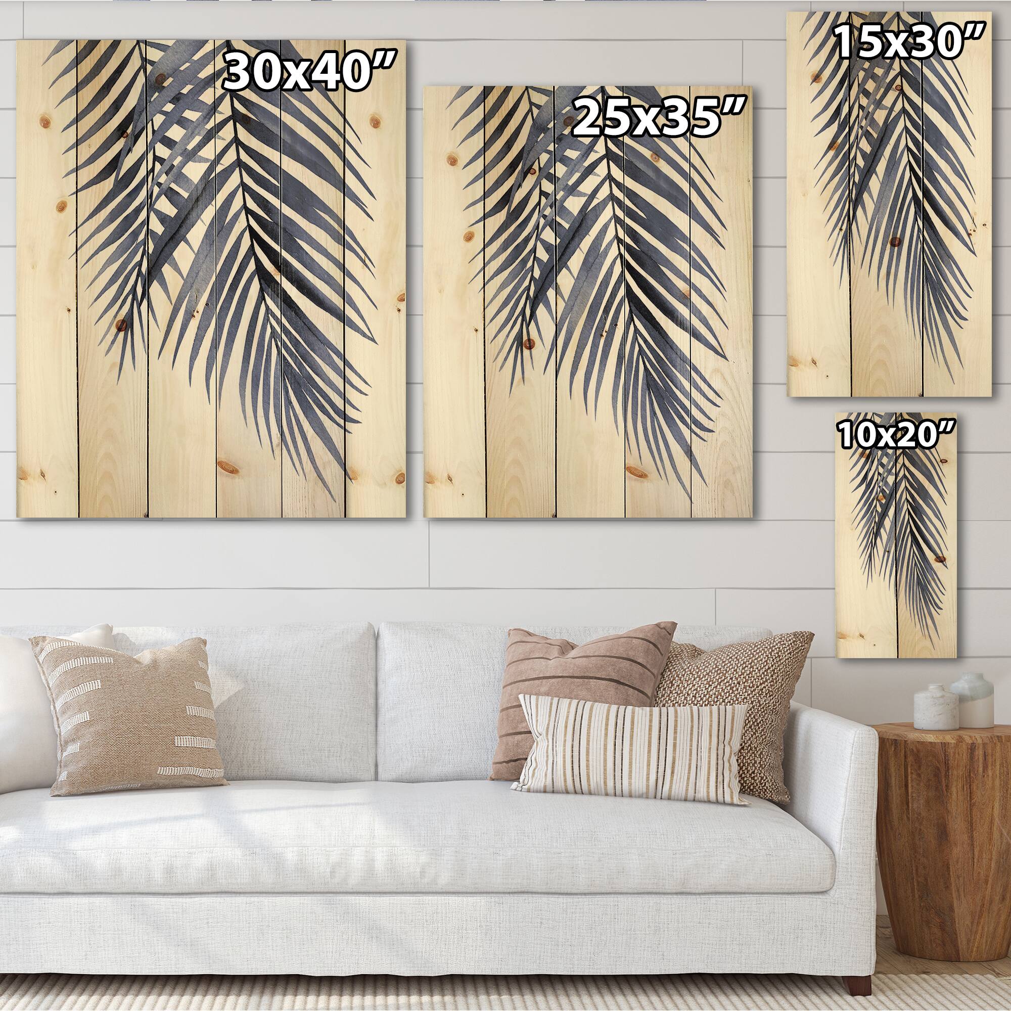 Designart - Blue Palm Leaves Abstract Tropical Branches