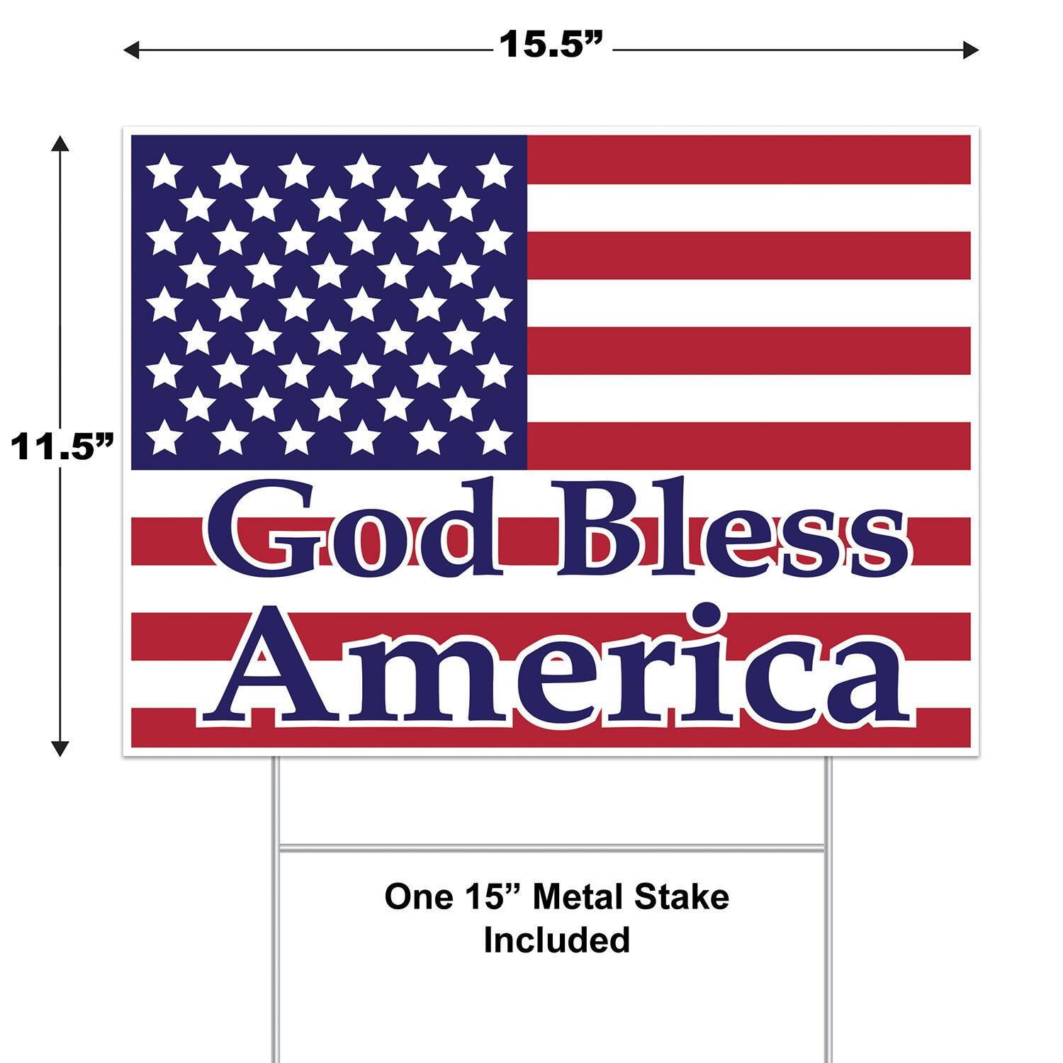 Beistle 11.5" x 15.5" God Bless America Plastic Yard Sign