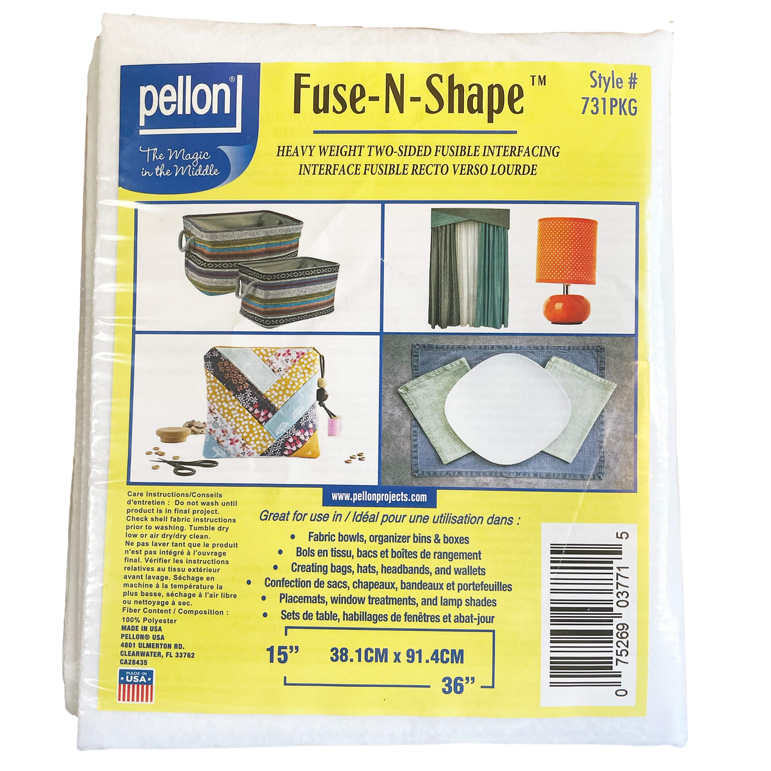 Pellon® 731 Fuse-N-Shape™ 15" x 36" White Heavyweight One-Sided Fusible Stabilizer