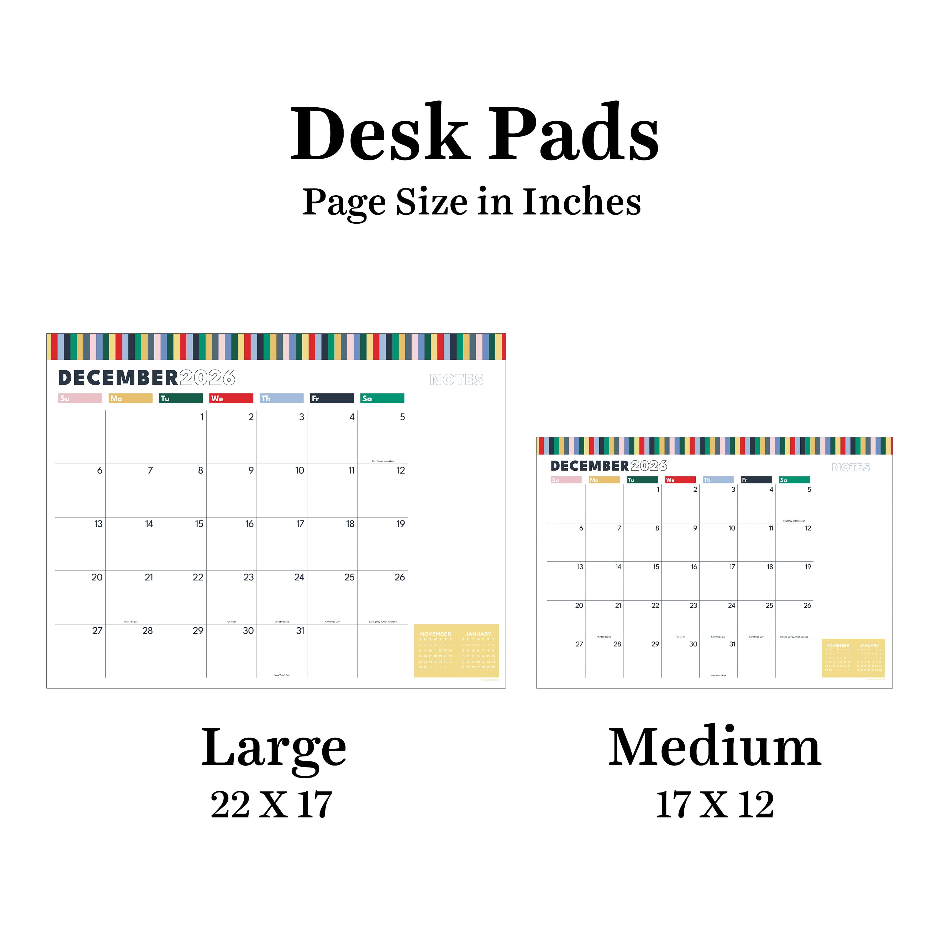 TF Publishing 2026-27 Long Weekend Desk Pad Monthly Blotter Calendar