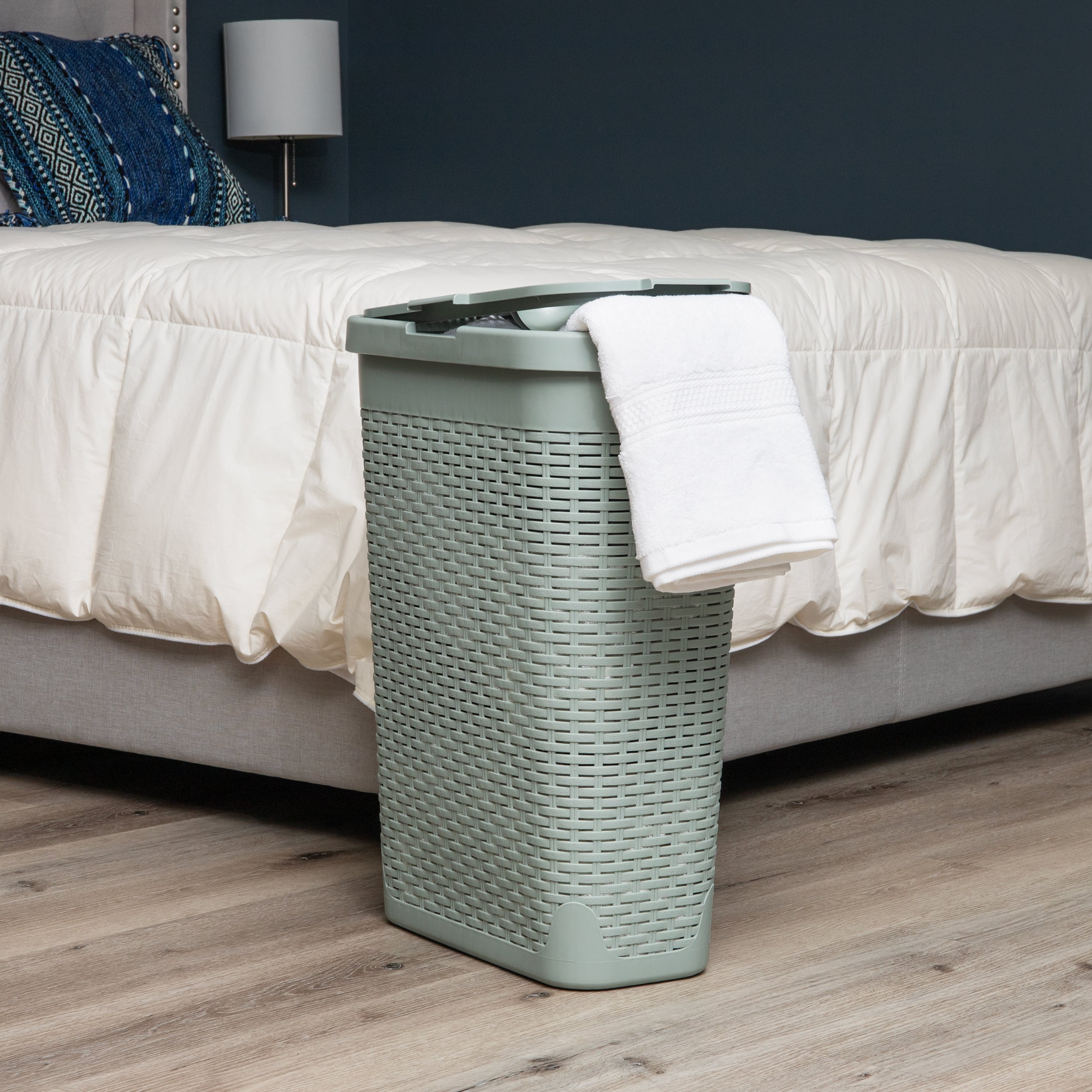 Mind Reader 40L Slim Plastic Wicker Laundry Hamper