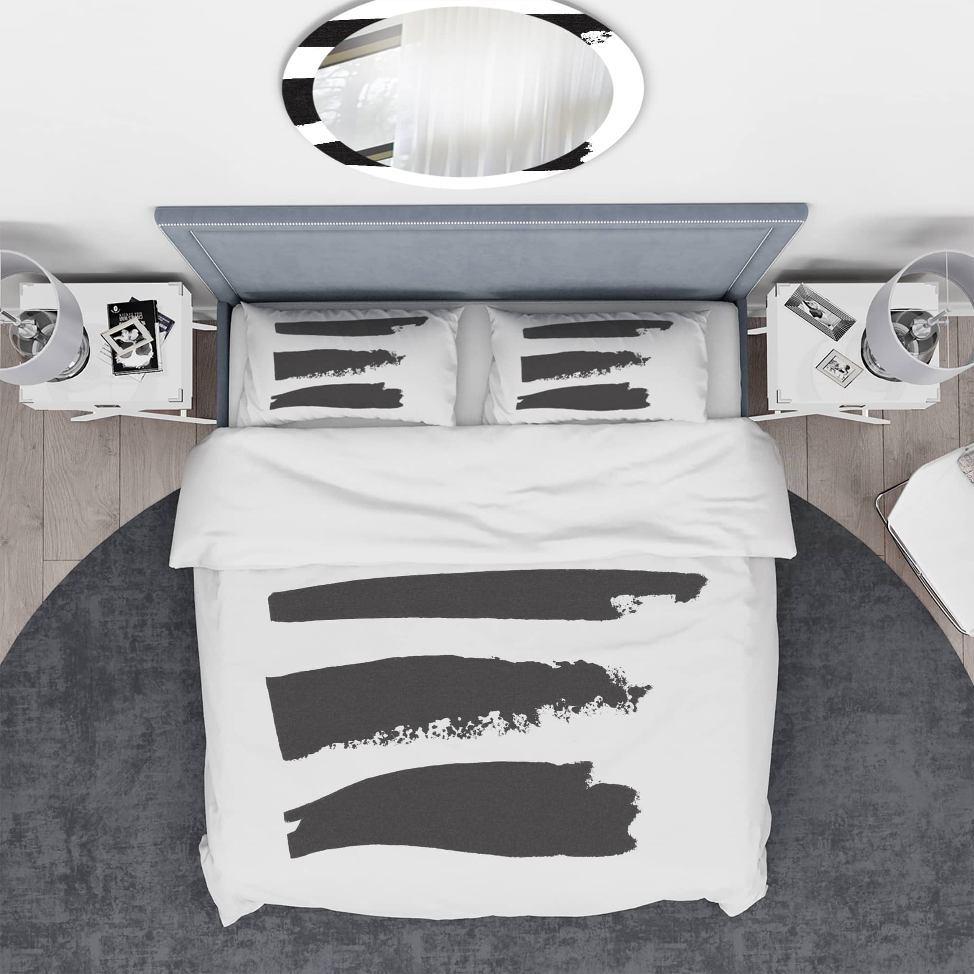 Designart 'Black and White Geometric Company II' Geometric Bedding Set - Duvet Cover & Shams