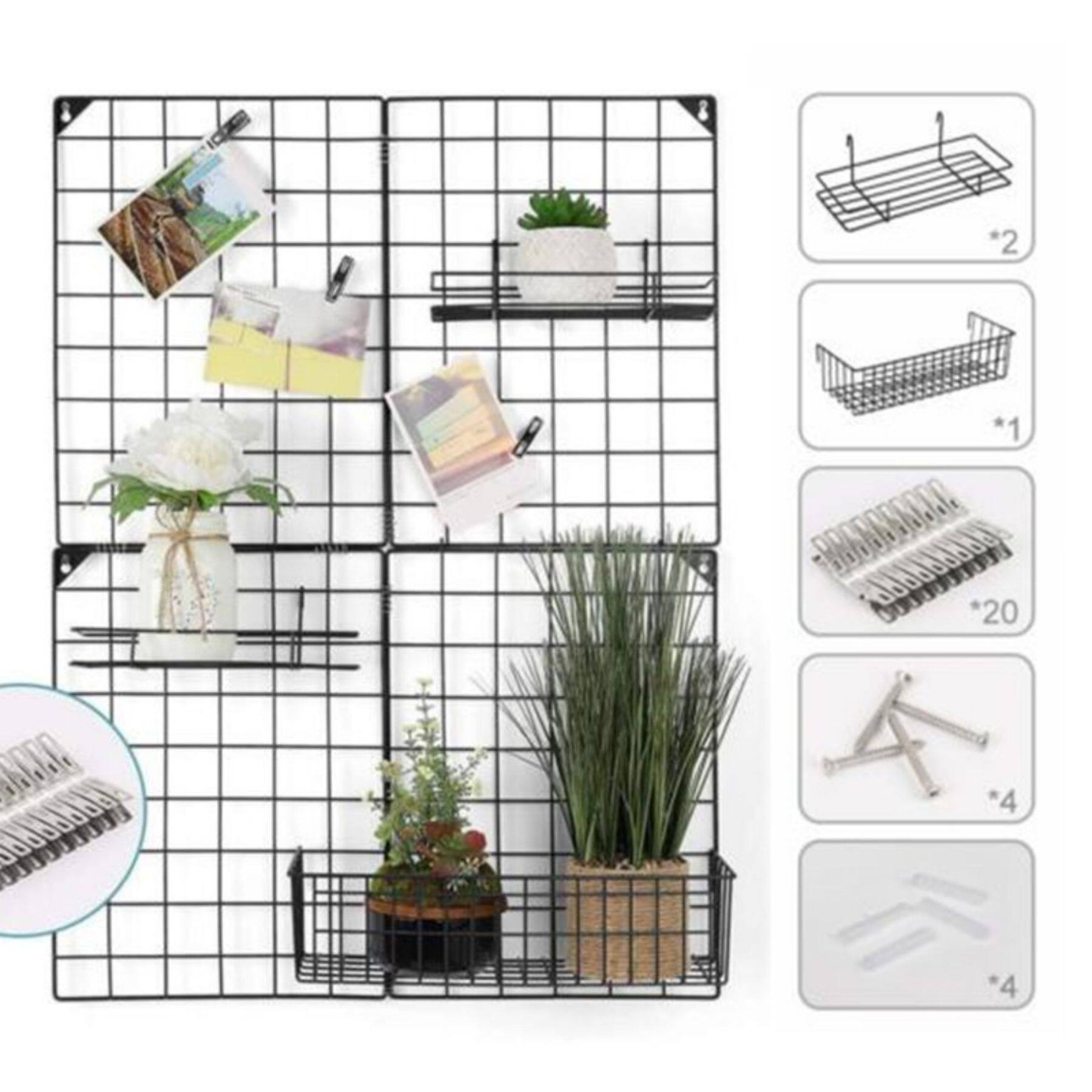 NEX™ Blue Wire Grid Storage Panel with 3 Wire Baskets