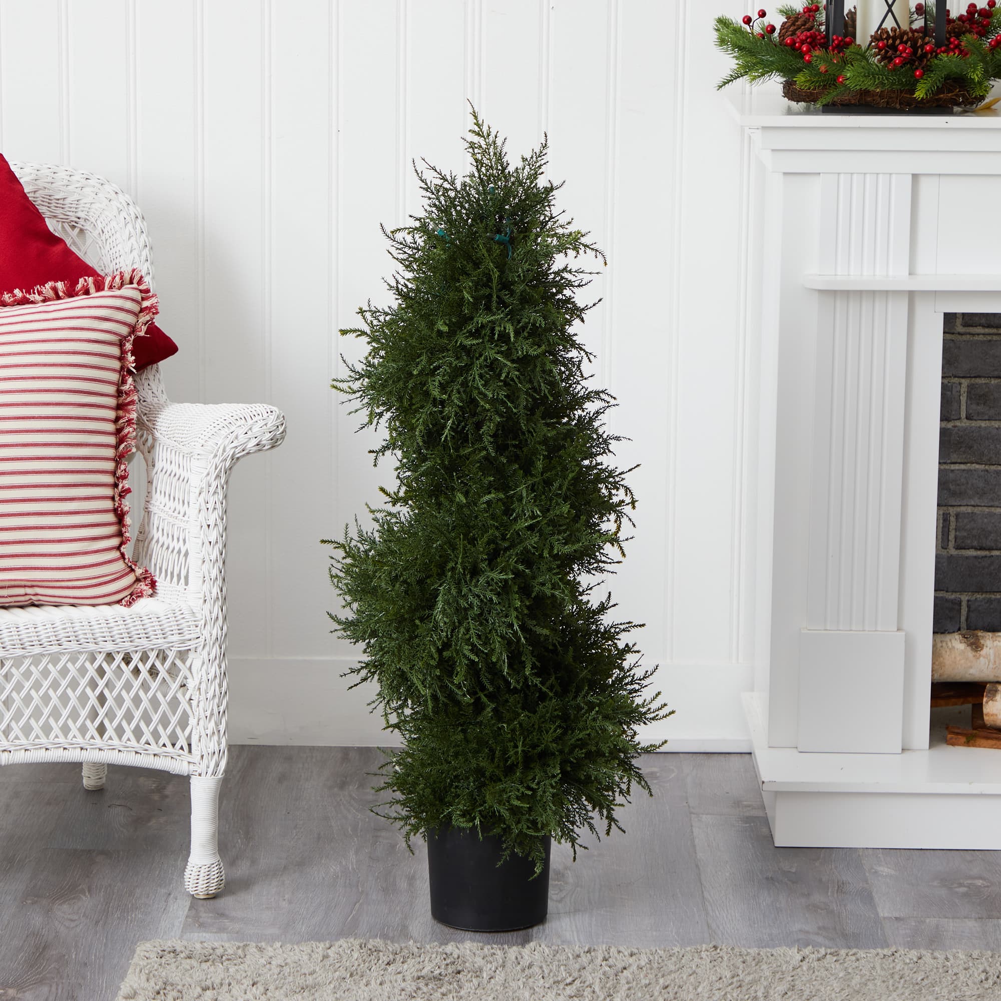 3.5ft. Pre-Lit Potted Cedar Spiral Topiary
