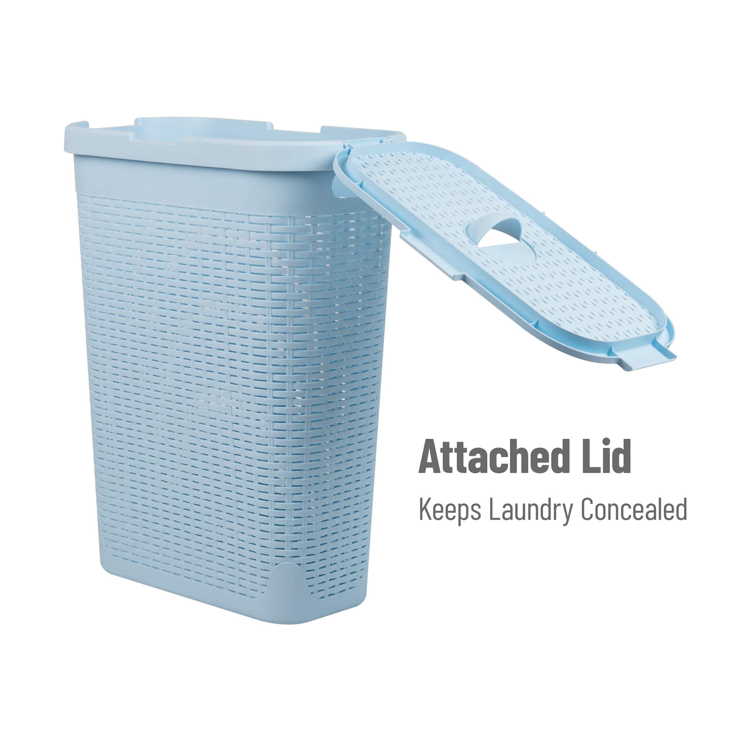 Mind Reader 40L Slim Plastic Wicker Laundry Hamper